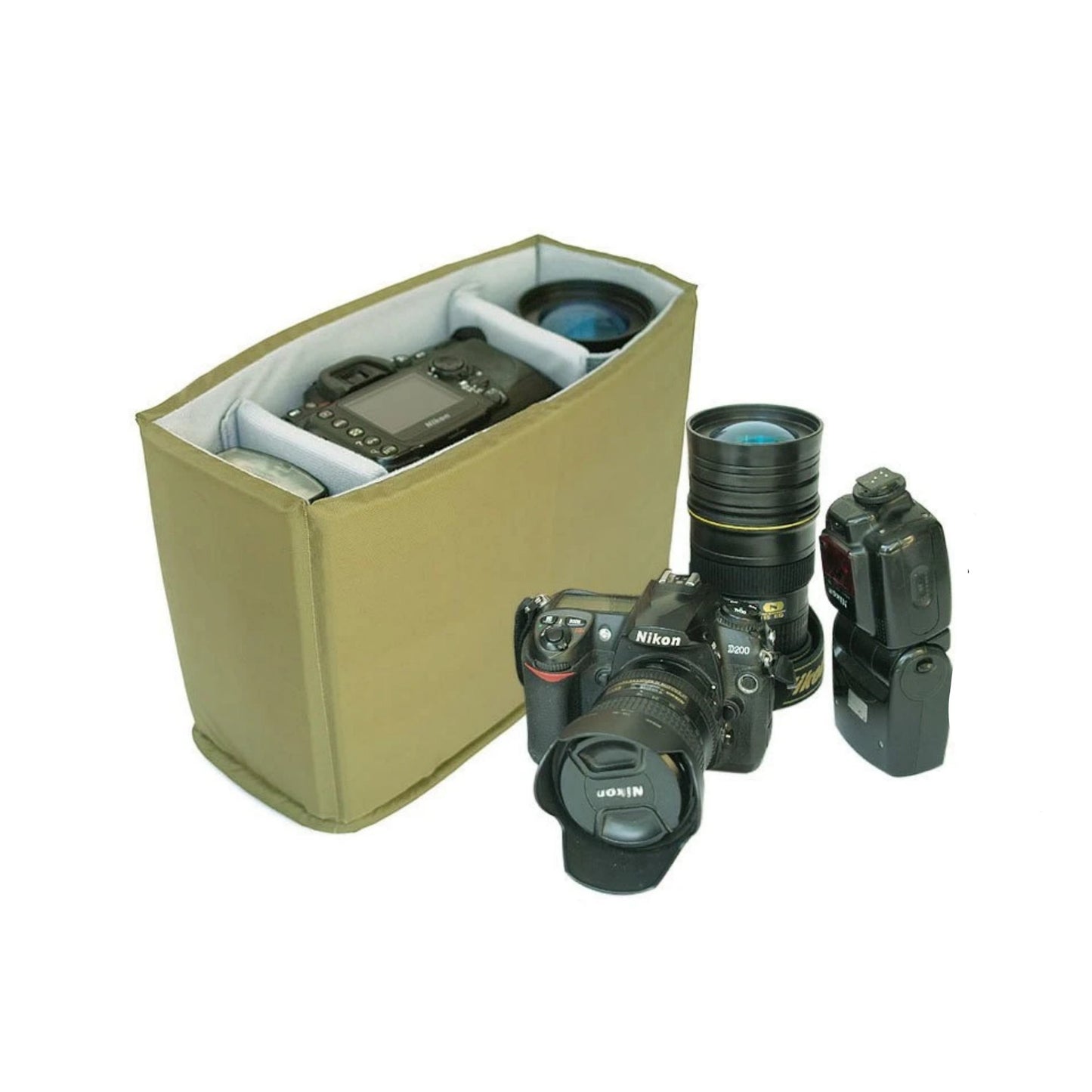 Camera Insert Bags - Army Green - Blue Sebe Handmade Leather Bags