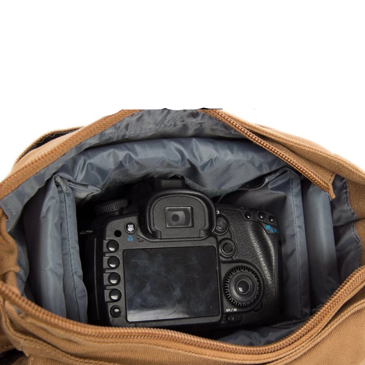Waxed Canvas DSLR Camera Messenger Bag, Diaper Bag - Medium - Blue Sebe Handmade Leather Bags