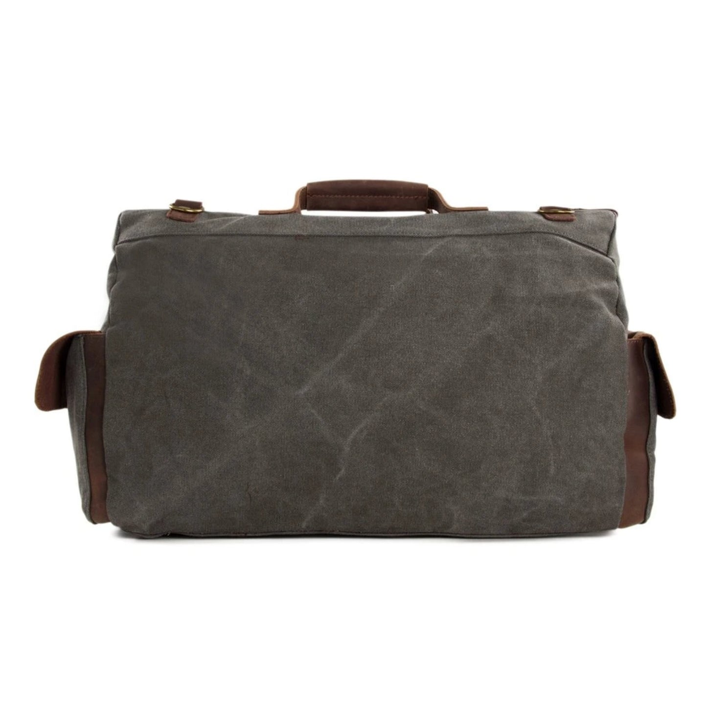 Canvas Leather Travel Messenger Duffel Bag - Blue Sebe Handmade Leather Bags