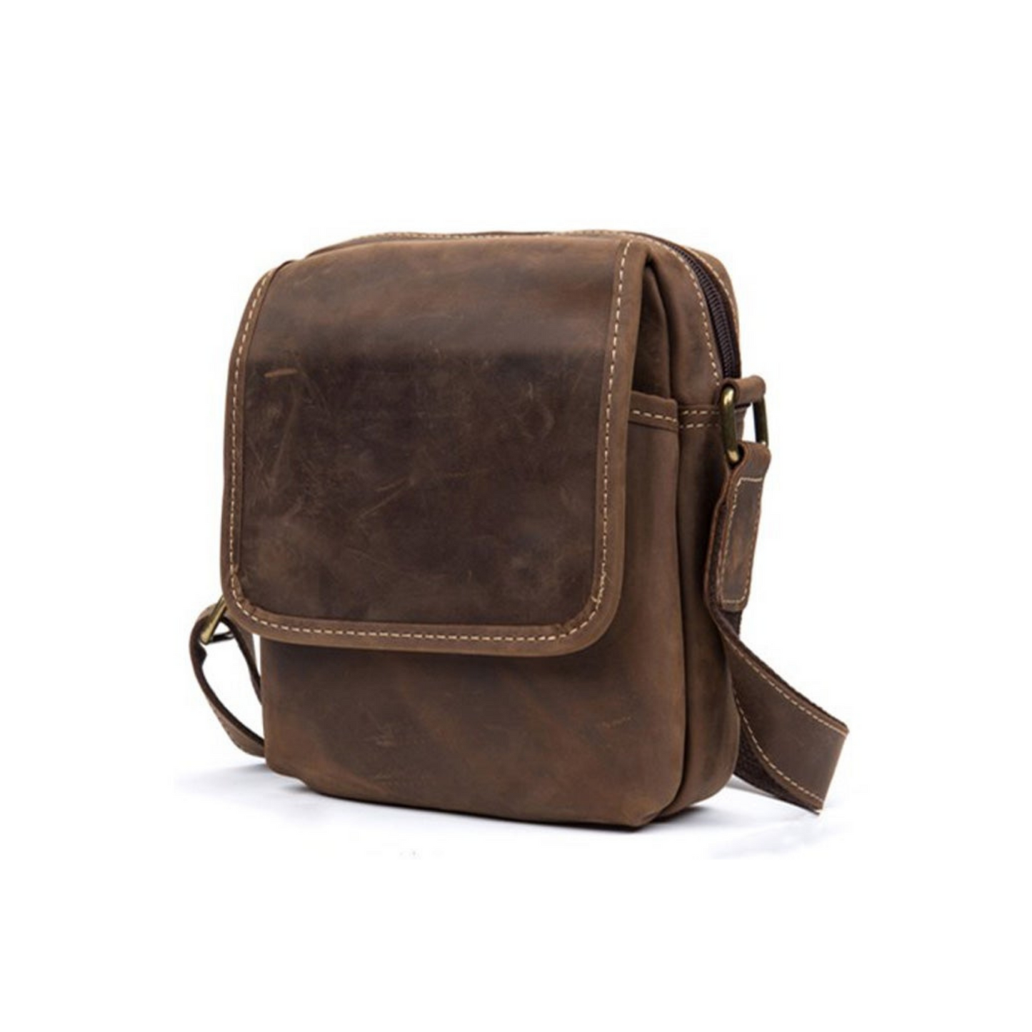 Crazy Horse Leather Retro Satchel / Messenger Bag - Blue Sebe Handmade Leather Bags
