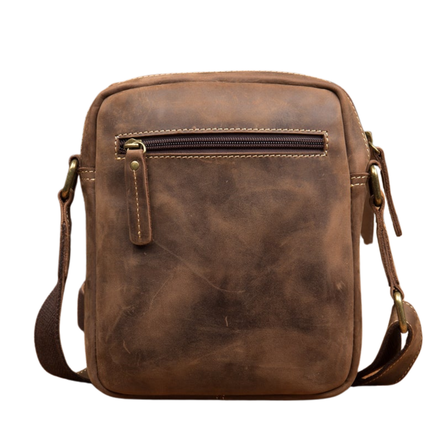 Crazy Horse Leather Retro Satchel / Messenger Bag - Blue Sebe Handmade Leather Bags