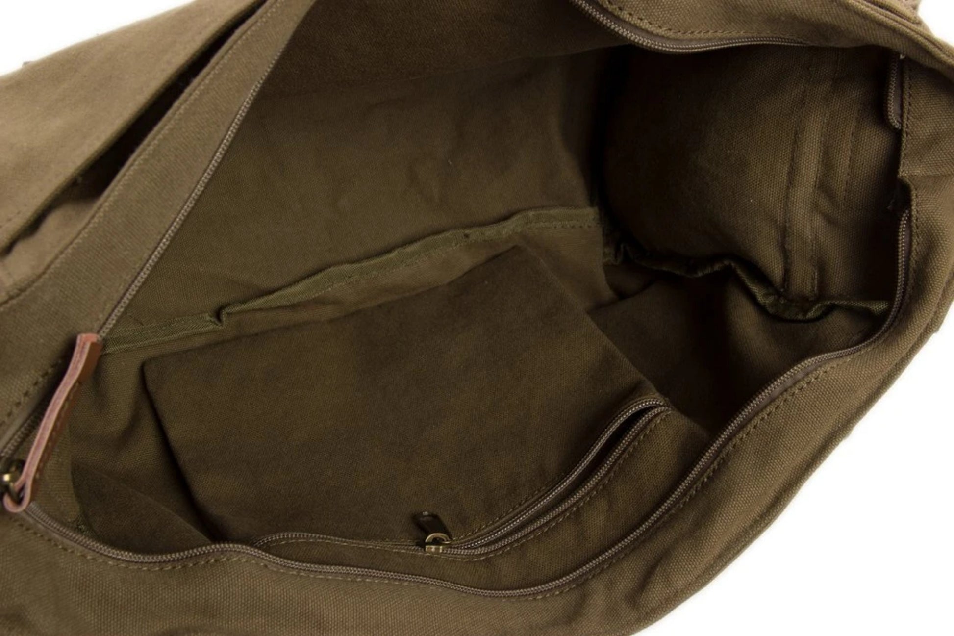 Waxed Canvas Simple DSLR Camera Messenger Bag, Diaper Bag - Army Green - Blue Sebe Handmade Leather Bags