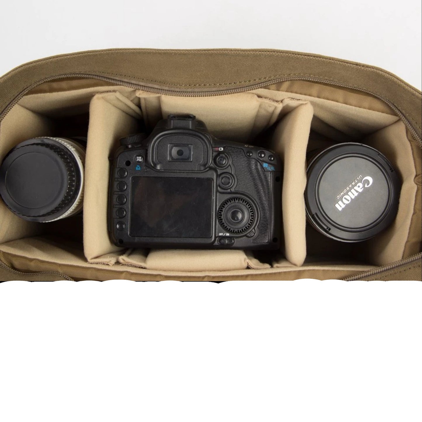 Waxed Canvas Simple DSLR Camera Messenger Bag, Diaper Bag - Army Green - Blue Sebe Handmade Leather Bags