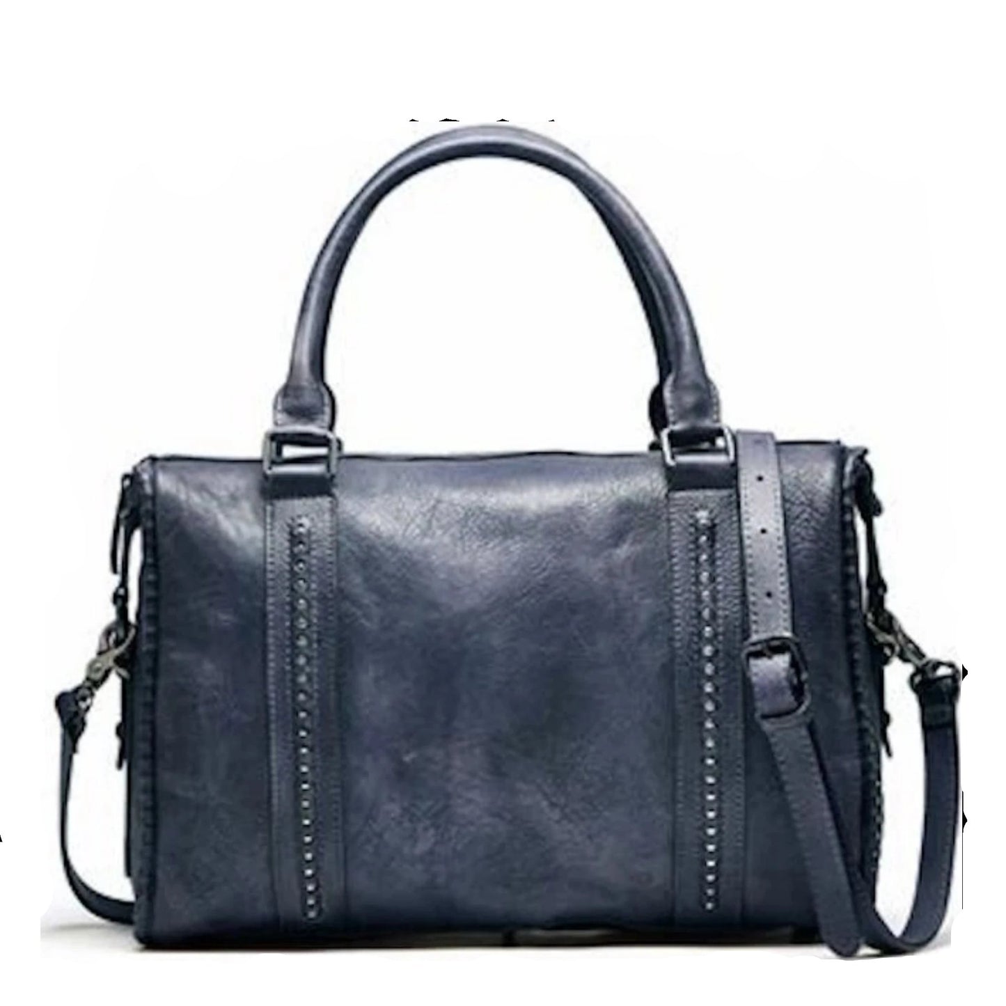 Handmade Full Grain Leather women Satchel Handbag - Blue Sebe Handmade Leather Bags