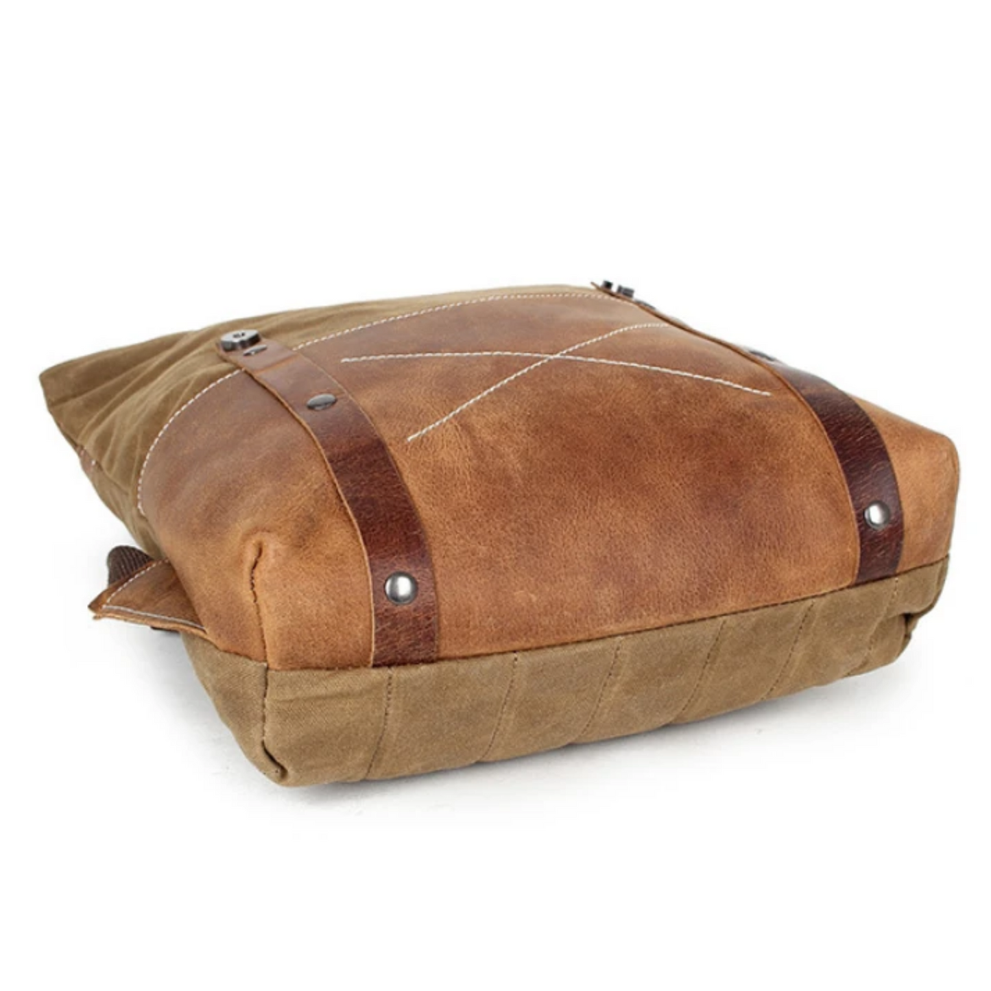 Waxed Canvas With Leather Durable Backpack - Blue Sebe Handmade Leather Bags