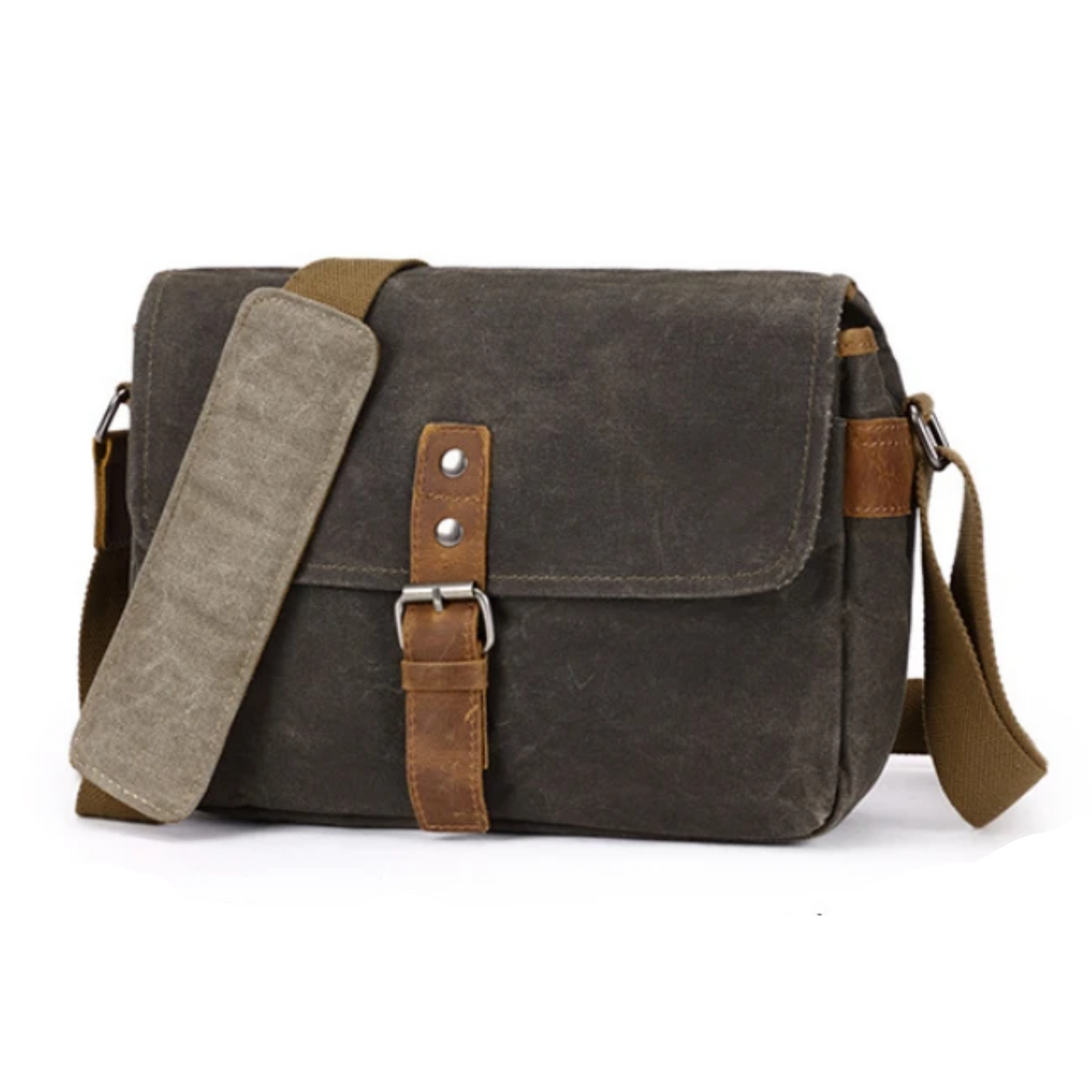 Waxed Canvas Waterproof Camera Messenger Bag - Blue Sebe Handmade Leather Bags