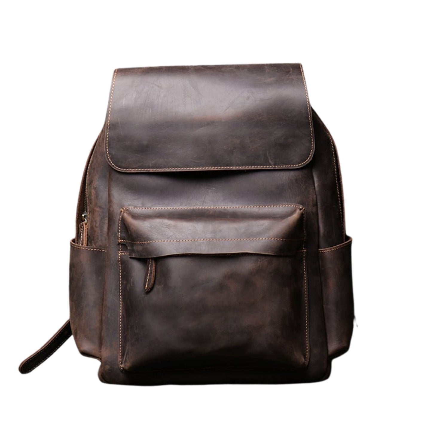 Handmade Crazy Horse Leather Men Backpack - Blue Sebe Handmade Leather Bags