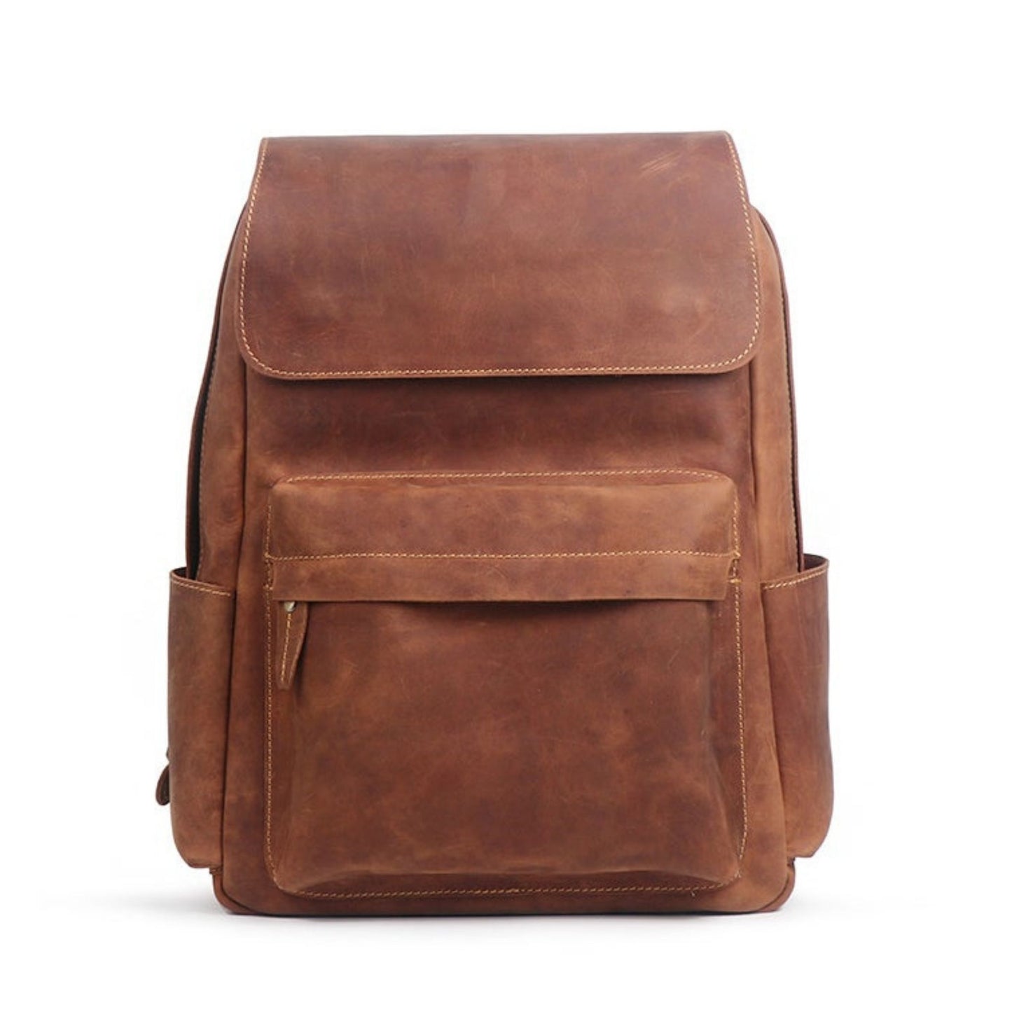 Handmade Crazy Horse Leather Men Backpack - Blue Sebe Handmade Leather Bags