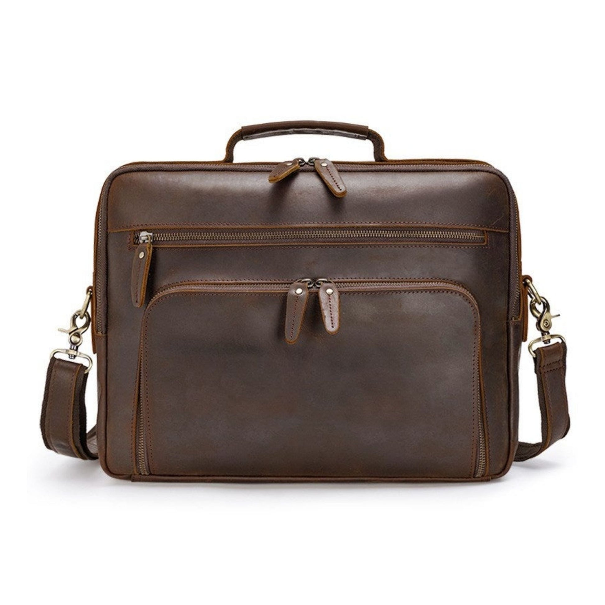 Handmade Full Grain Leather 15.6'' Business Handbag - Blue Sebe Handmade Leather Bags