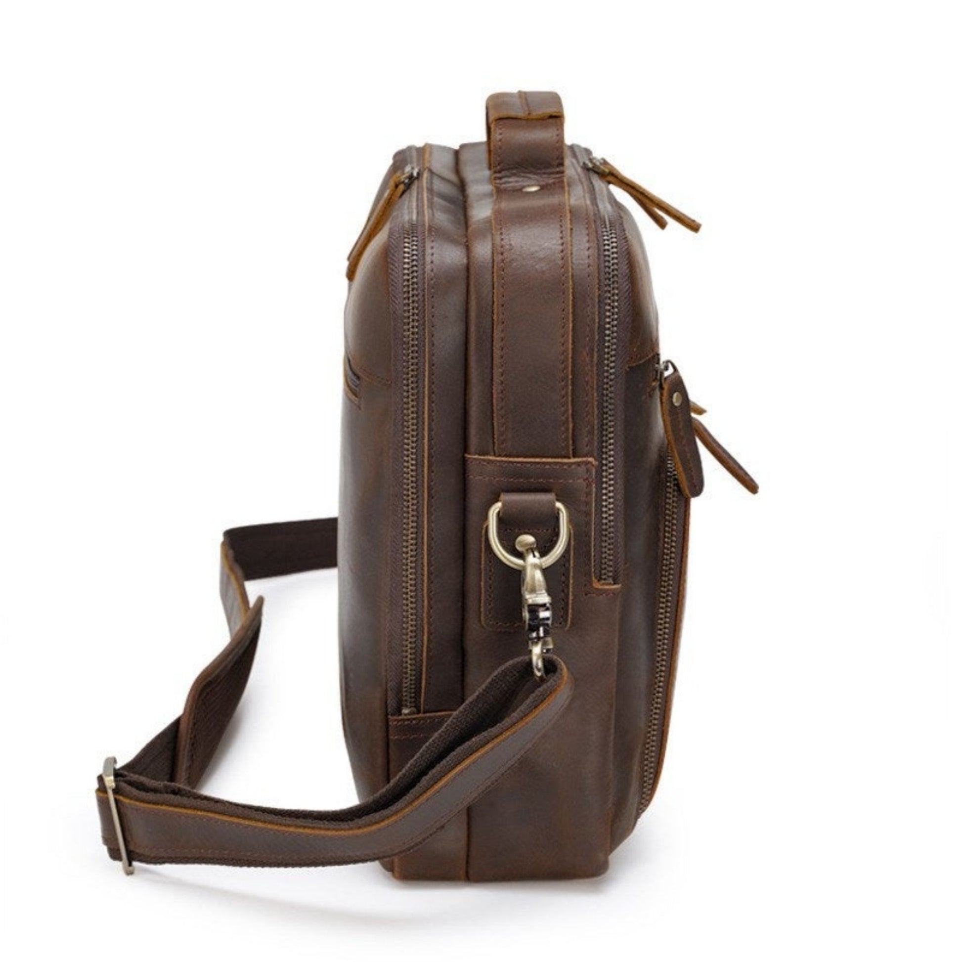 Handmade Full Grain Leather 15.6'' Business Handbag - Blue Sebe Handmade Leather Bags