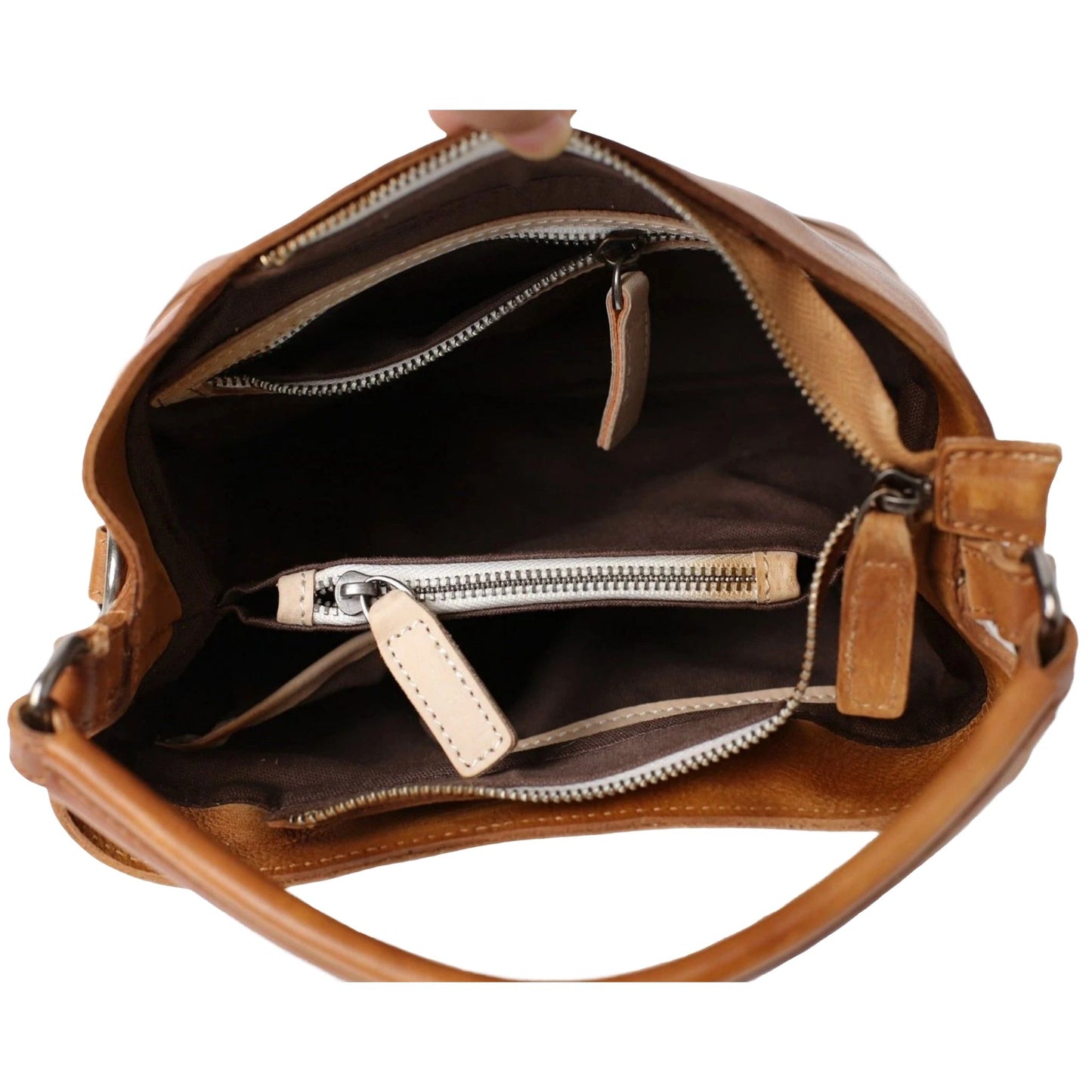 Handmade Full Grain Leather Chic Tote Handbag - Blue Sebe Handmade Leather Bags