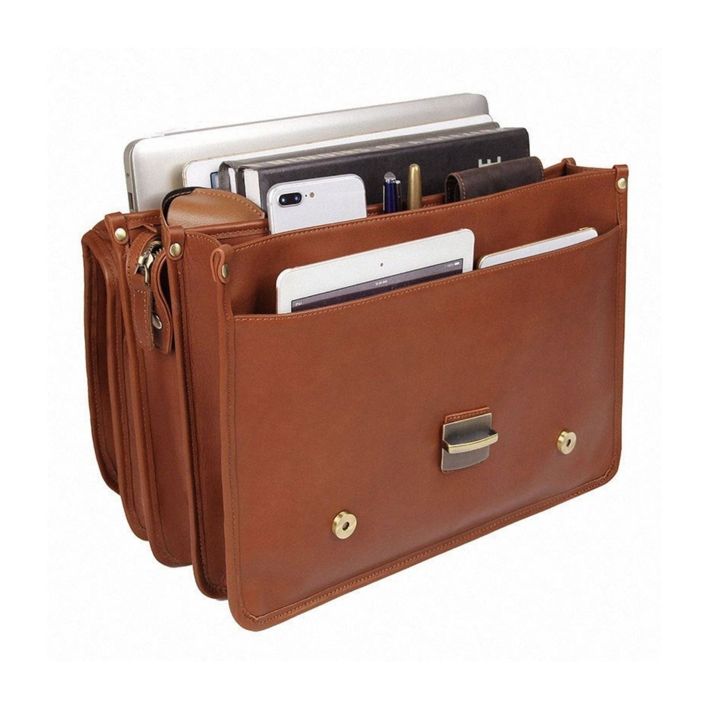 Handmade Full Grain Men's Leather Briefcase - Blue Sebe Handmade Leather Bags