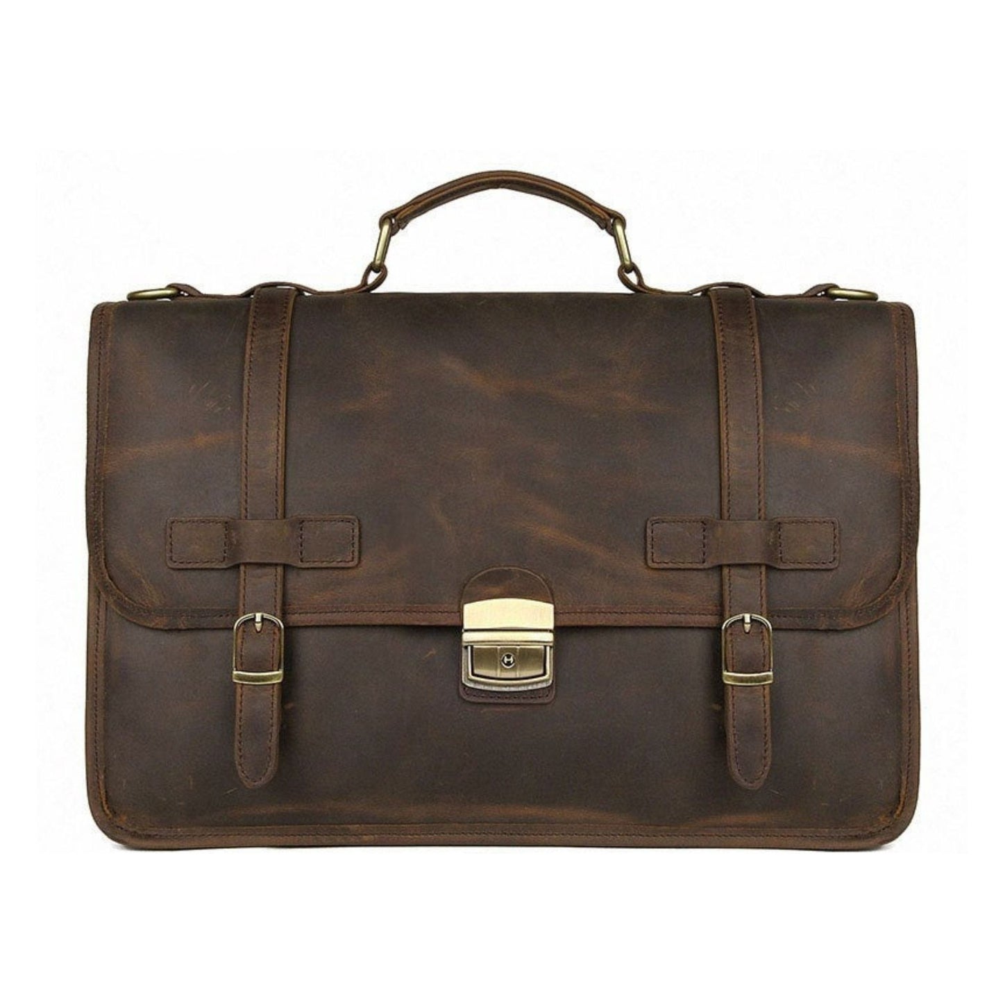 Handmade Full Grain Men's Leather Briefcase - Blue Sebe Handmade Leather Bags