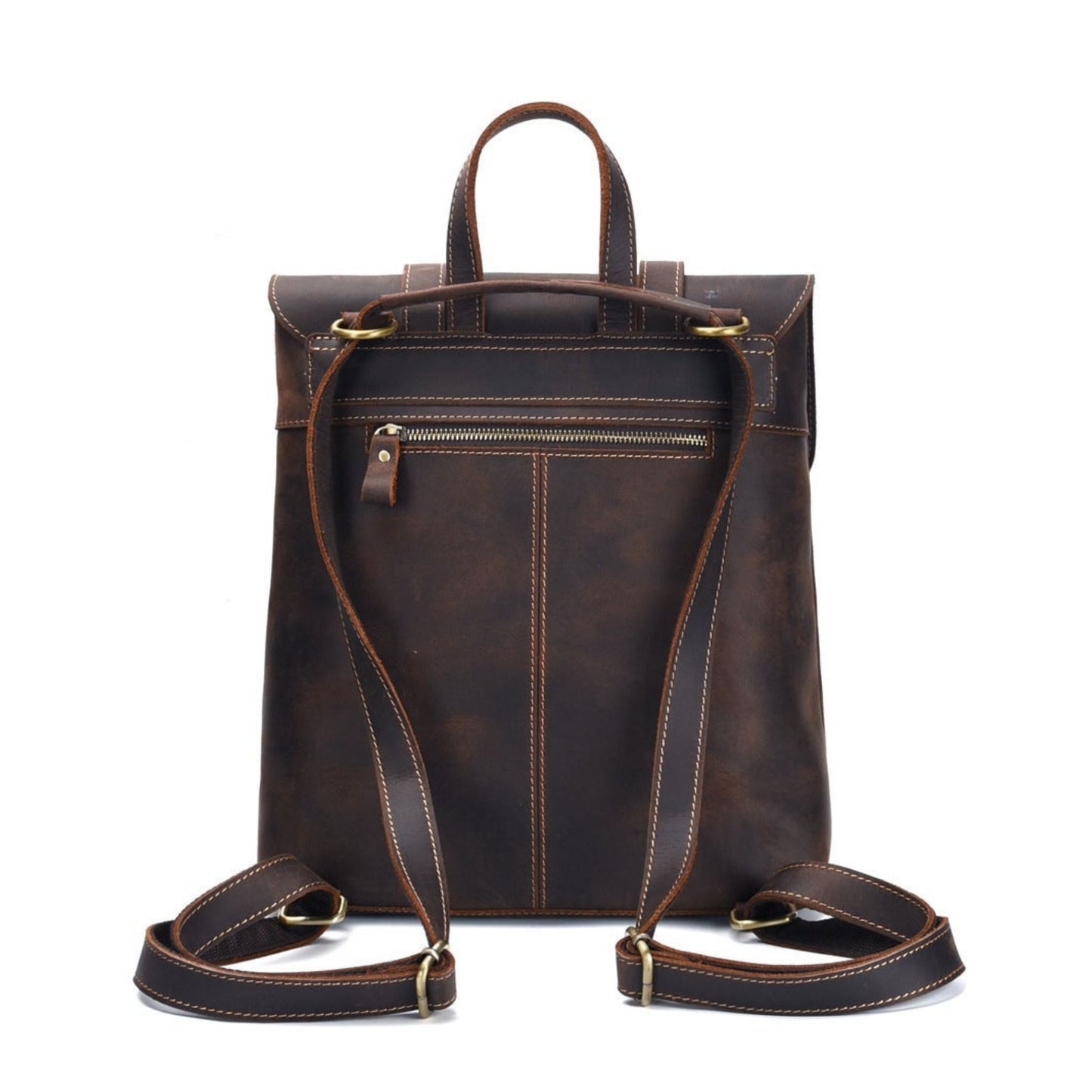 Handmade Genuine Leather Men Backpack - Blue Sebe Handmade Leather Bags
