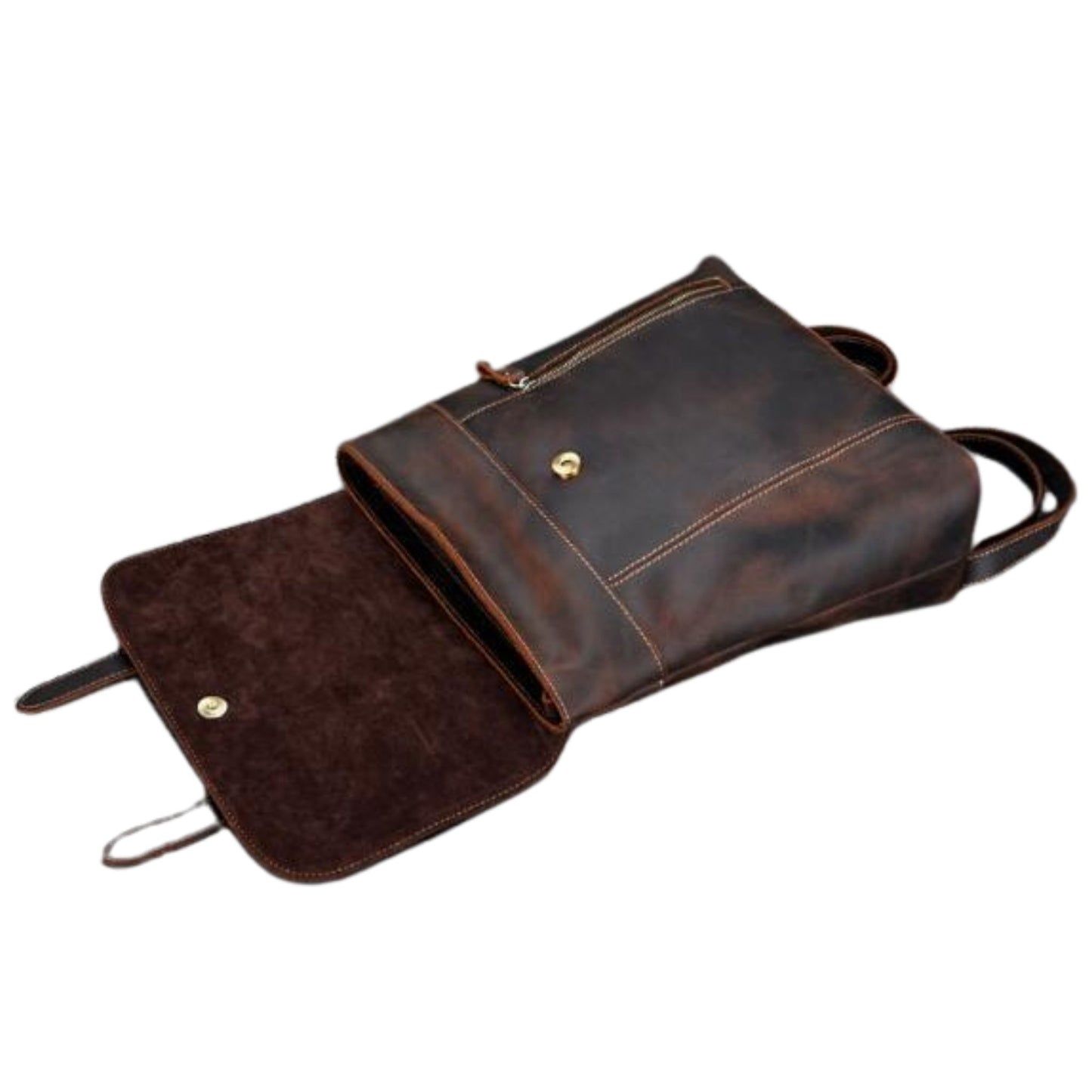 Handmade Genuine Leather Men Backpack - Blue Sebe Handmade Leather Bags