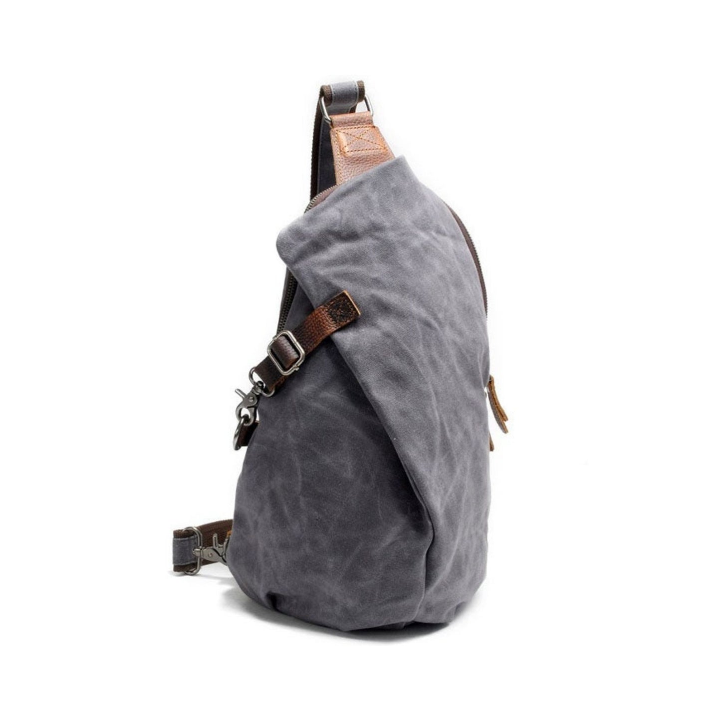 Handmade Leather Canvas Chest Bag - Blue Sebe Handmade Leather Bags
