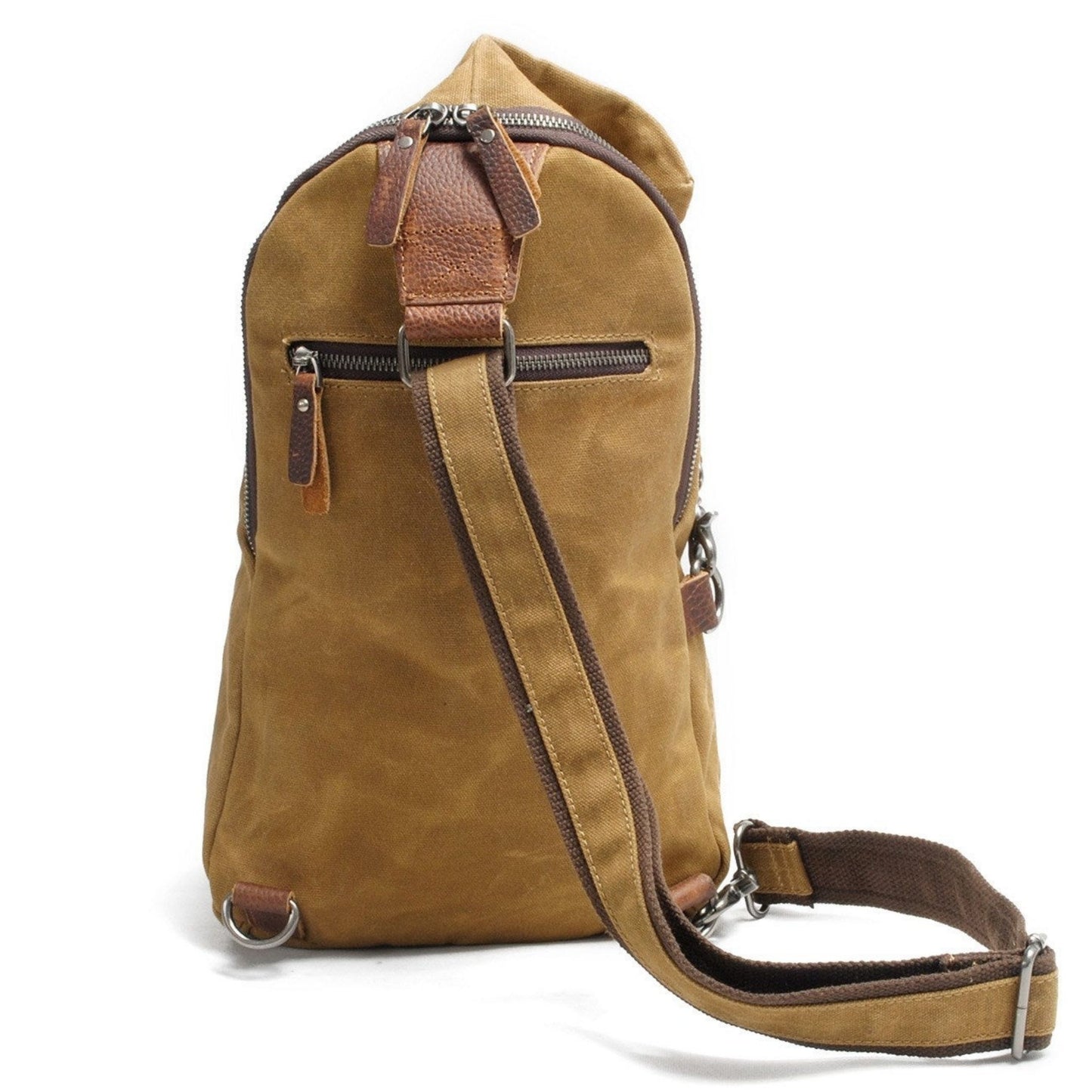 Handmade Leather Canvas Chest Bag - Blue Sebe Handmade Leather Bags