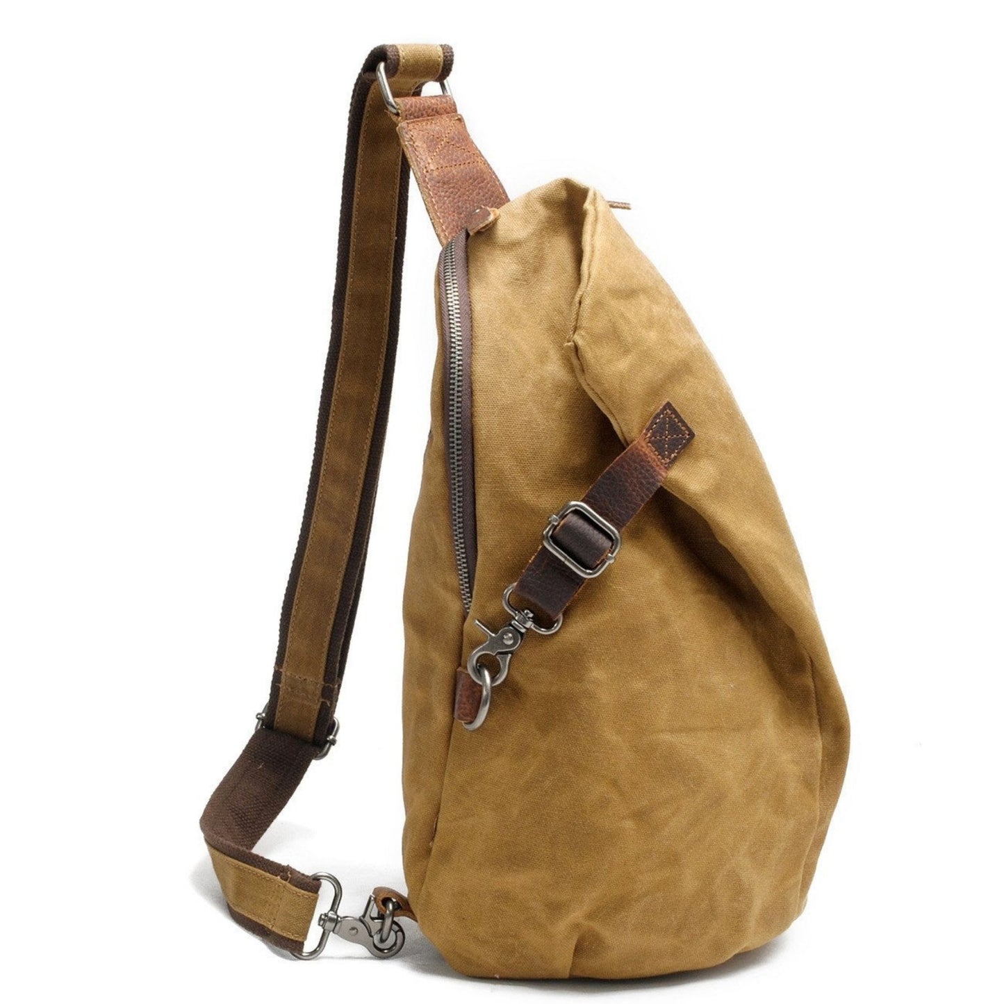 Handmade Leather Canvas Chest Bag - Blue Sebe Handmade Leather Bags