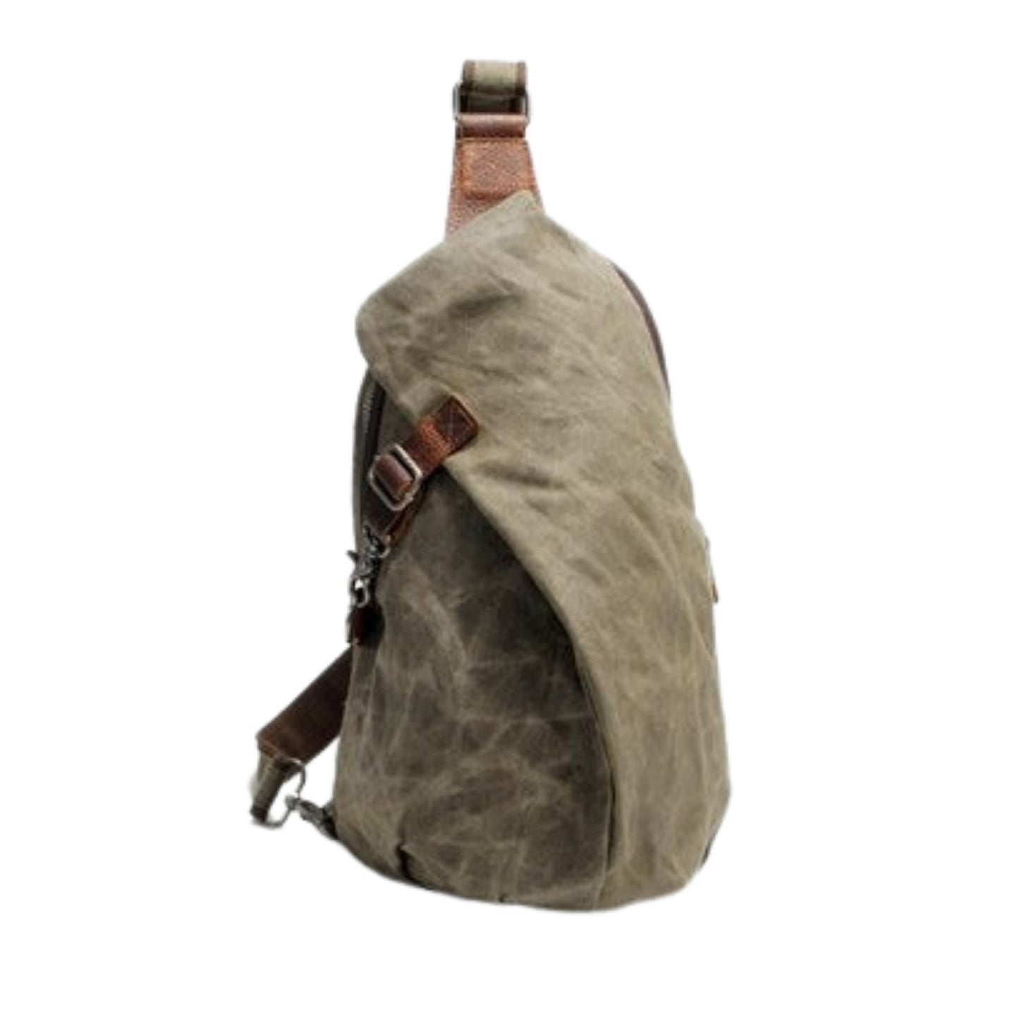Handmade Leather Canvas Chest Bag - Blue Sebe Handmade Leather Bags