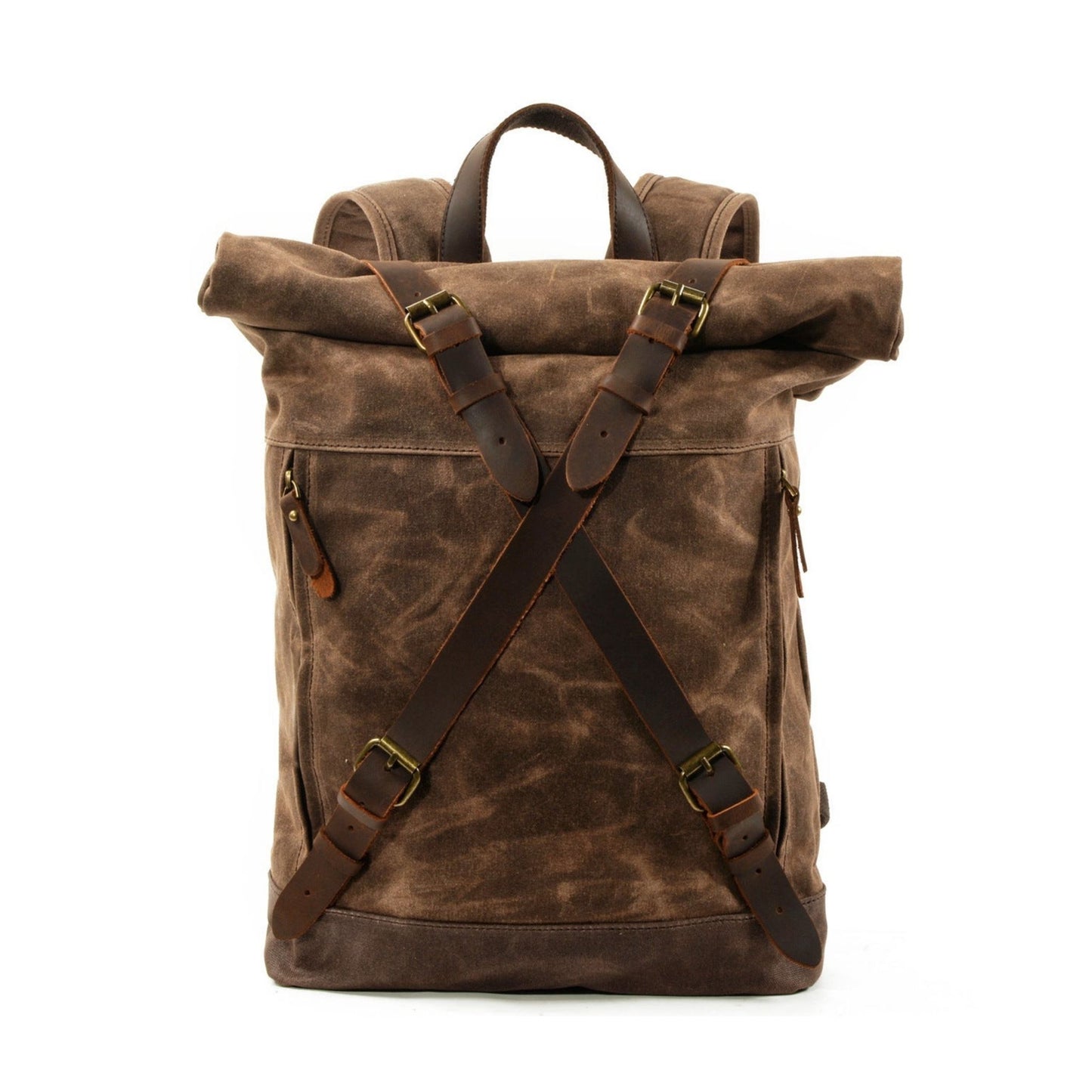 Handmade Waxed Canvas Leather Backpack - Blue Sebe Handmade Leather Bags