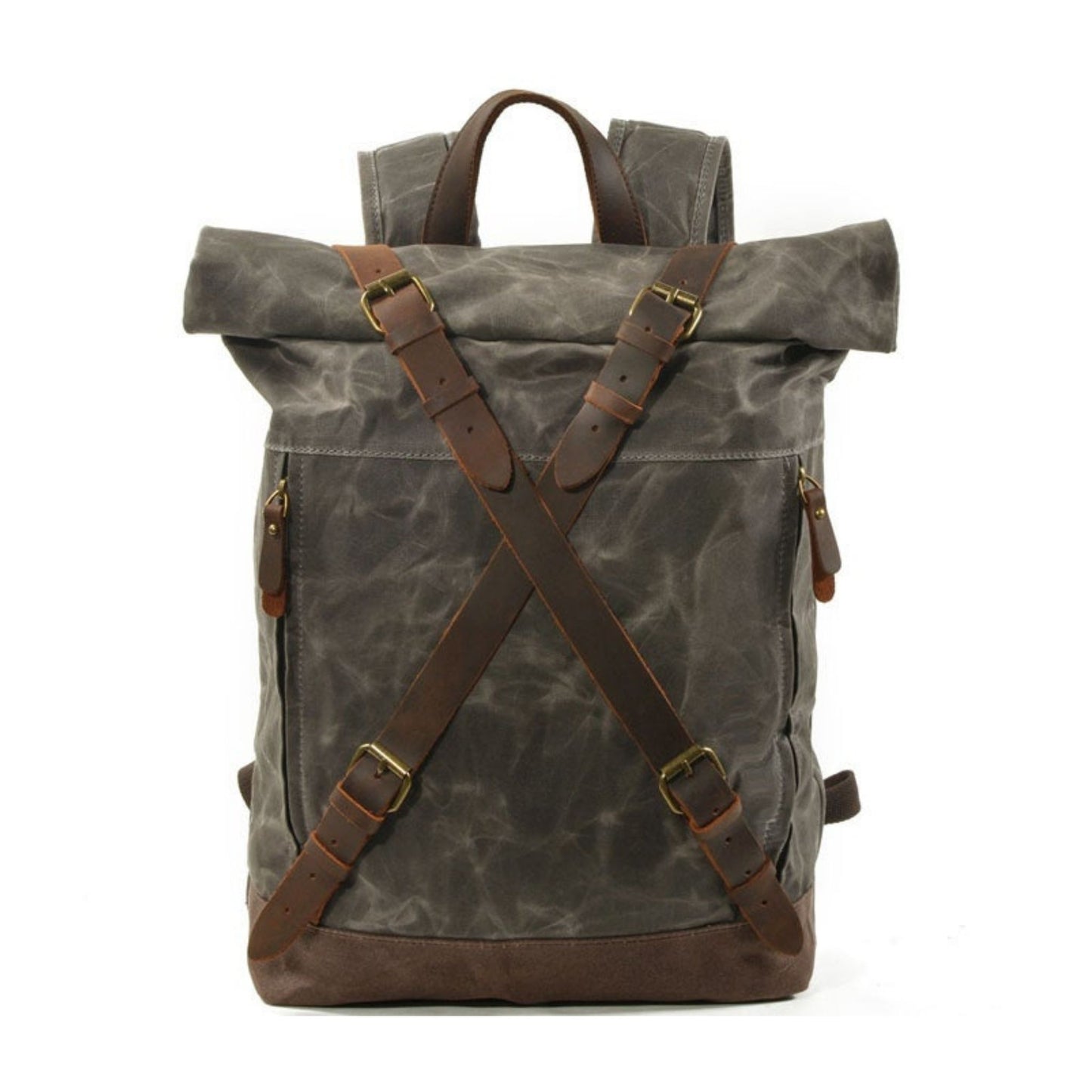 Handmade Waxed Canvas Leather Backpack - Blue Sebe Handmade Leather Bags