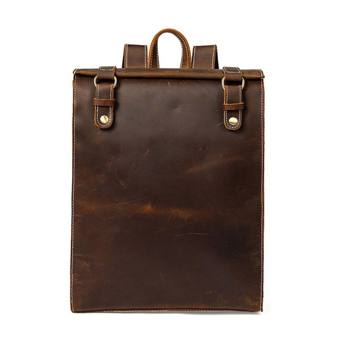 Men Full Grain Leather Backpack - Blue Sebe Handmade Leather Bags