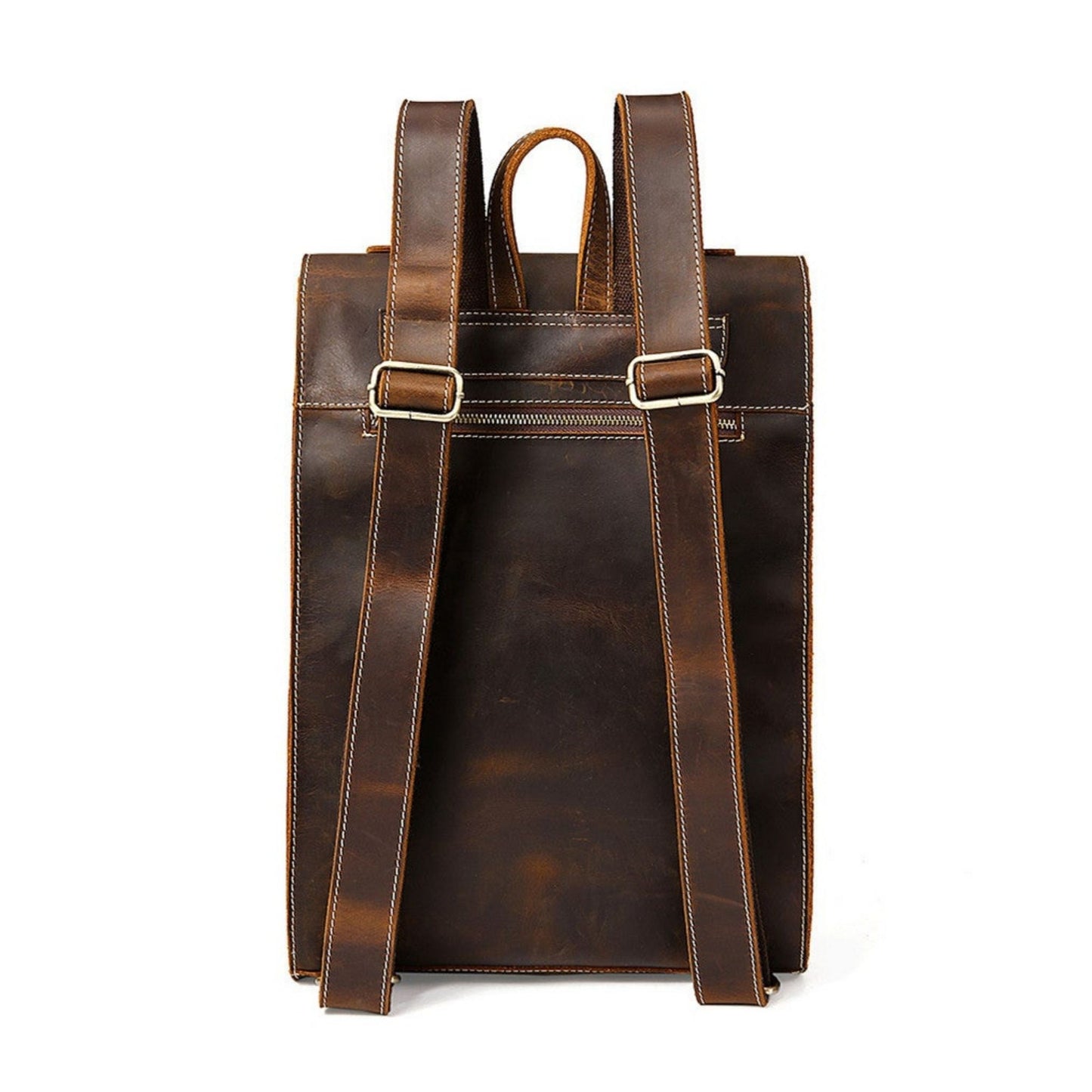 Men Full Grain Leather Backpack - Blue Sebe Handmade Leather Bags