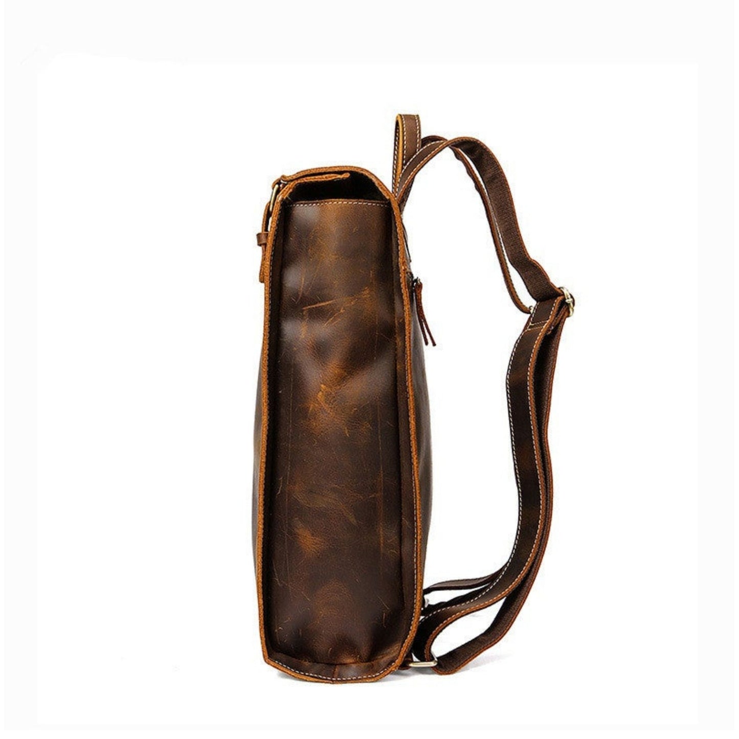 Men Full Grain Leather Backpack - Blue Sebe Handmade Leather Bags