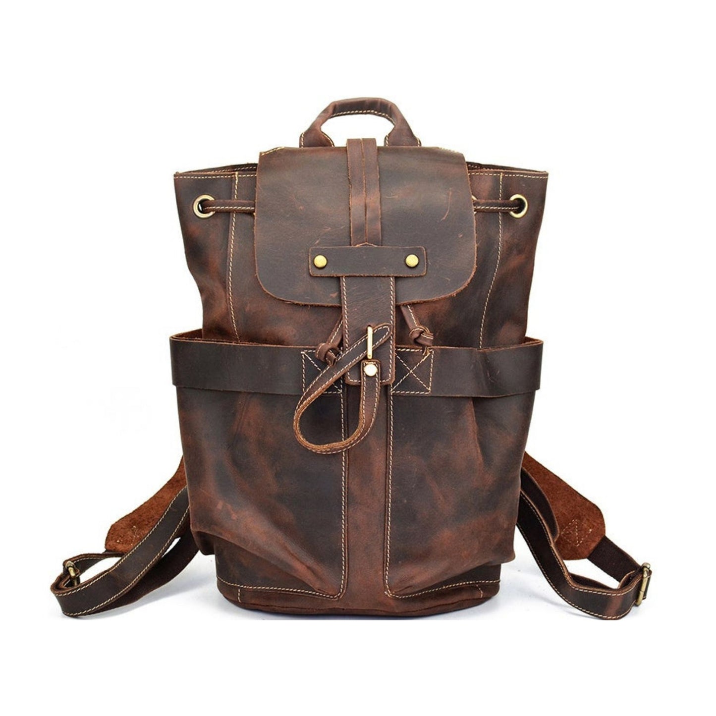 Vintage Handmade Leather Laptop Backpack - Blue Sebe Handmade Leather Bags