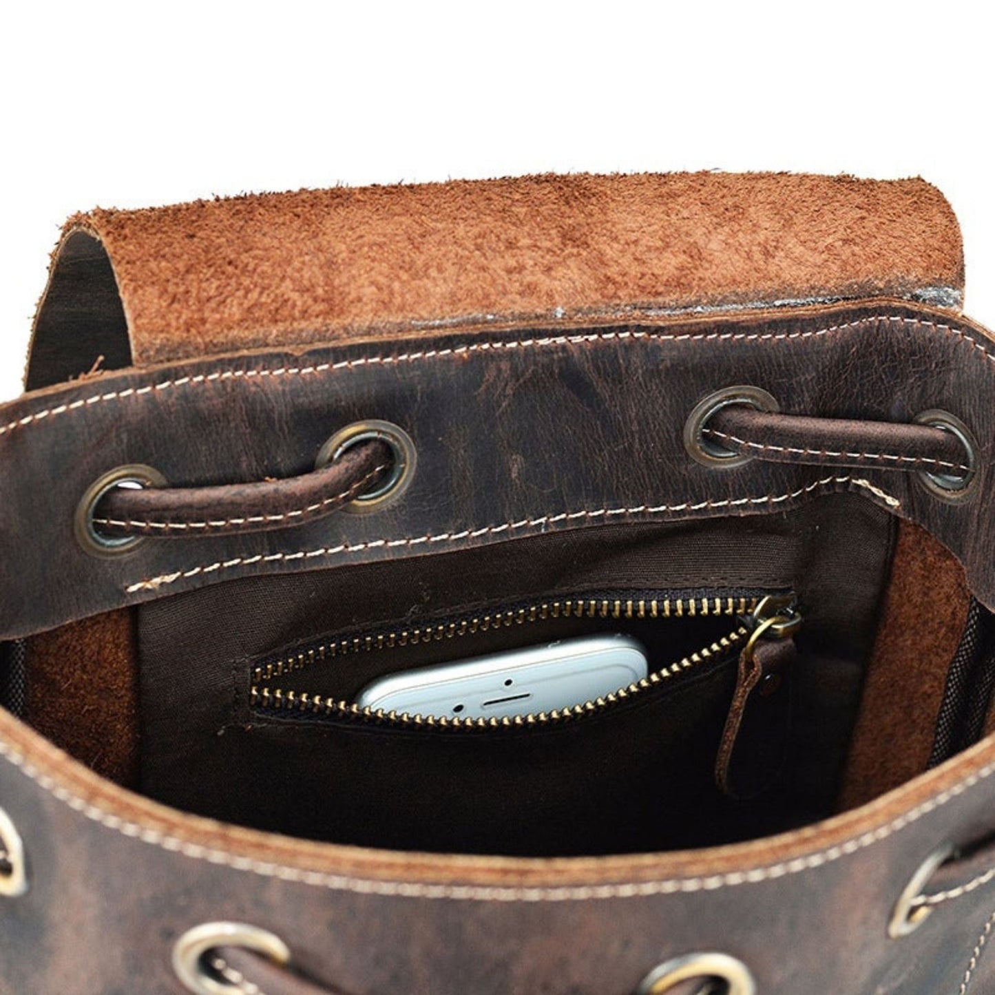 Vintage Handmade Leather Laptop Backpack - Blue Sebe Handmade Leather Bags