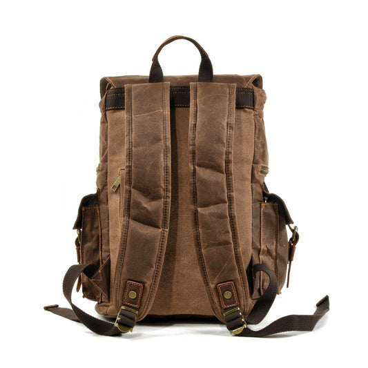 Waterproof Waxed Canvas Backpack - Blue Sebe Handmade Leather Bags