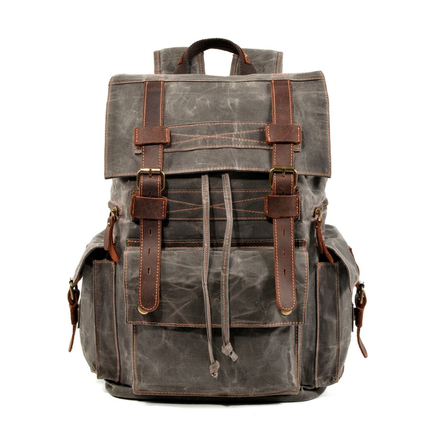 Waterproof Waxed Canvas Backpack - Blue Sebe Handmade Leather Bags