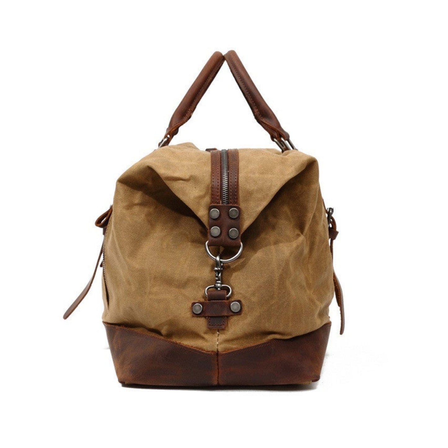 Waterproof Waxed Canvas Leather Travel Duffel Bag - Blue Sebe Handmade Leather Bags