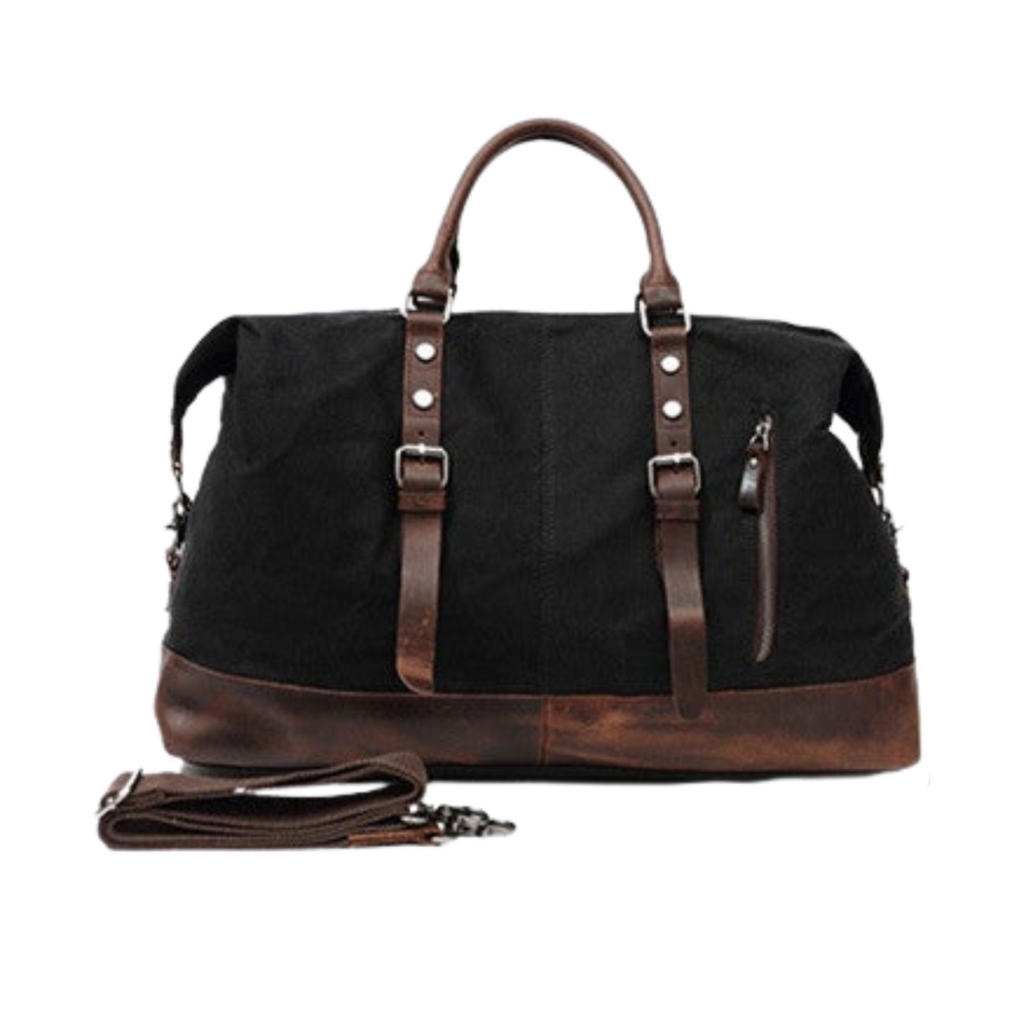 Waterproof Waxed Canvas Leather Travel Duffel Bag - Blue Sebe Handmade Leather Bags
