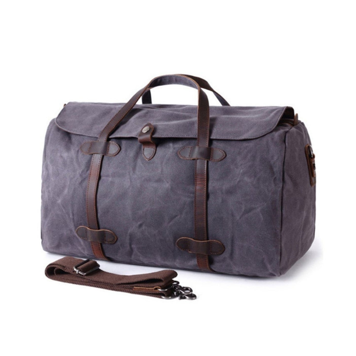 Waxed Canvas Duffle Travel Bag - Blue Sebe Handmade Leather Bags