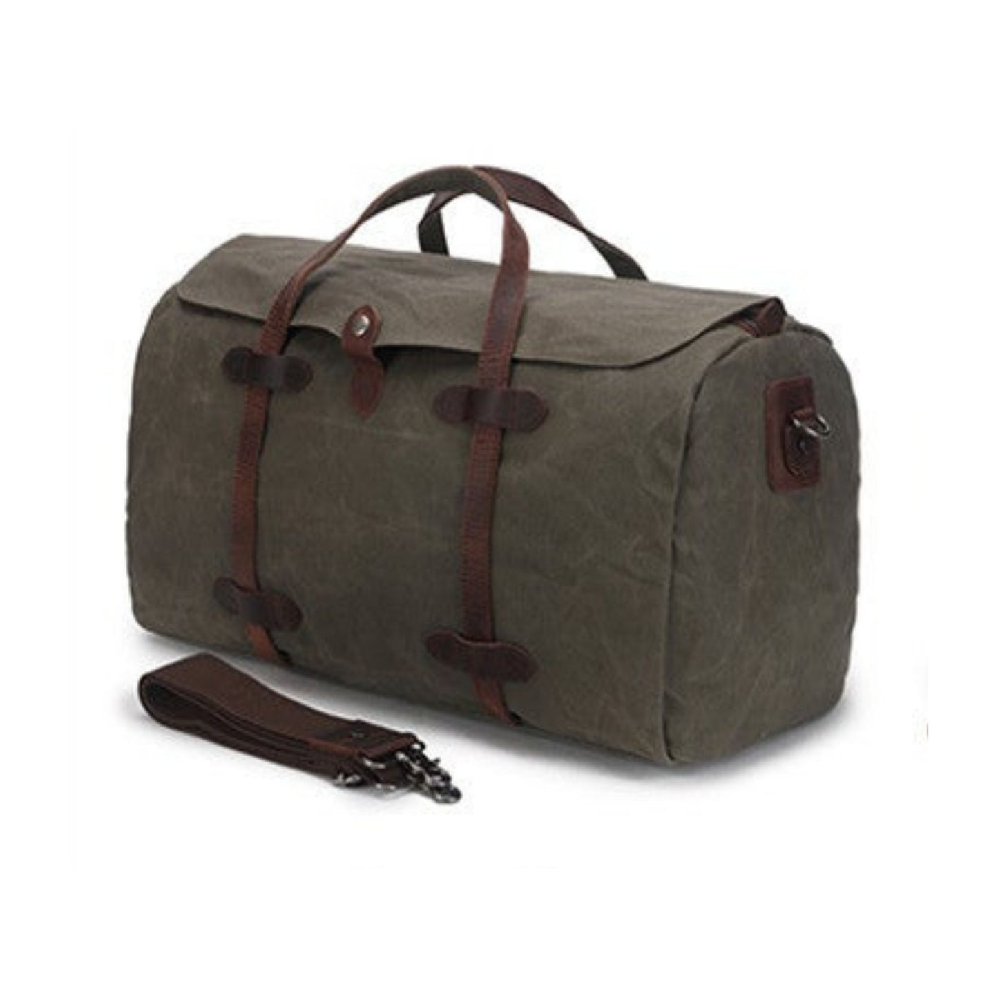 Waxed Canvas Duffle Travel Bag - Blue Sebe Handmade Leather Bags