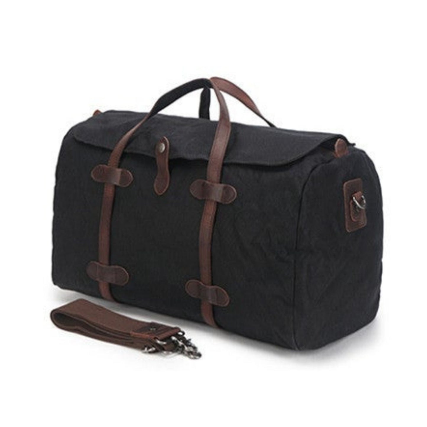 Waxed Canvas Duffle Travel Bag - Blue Sebe Handmade Leather Bags