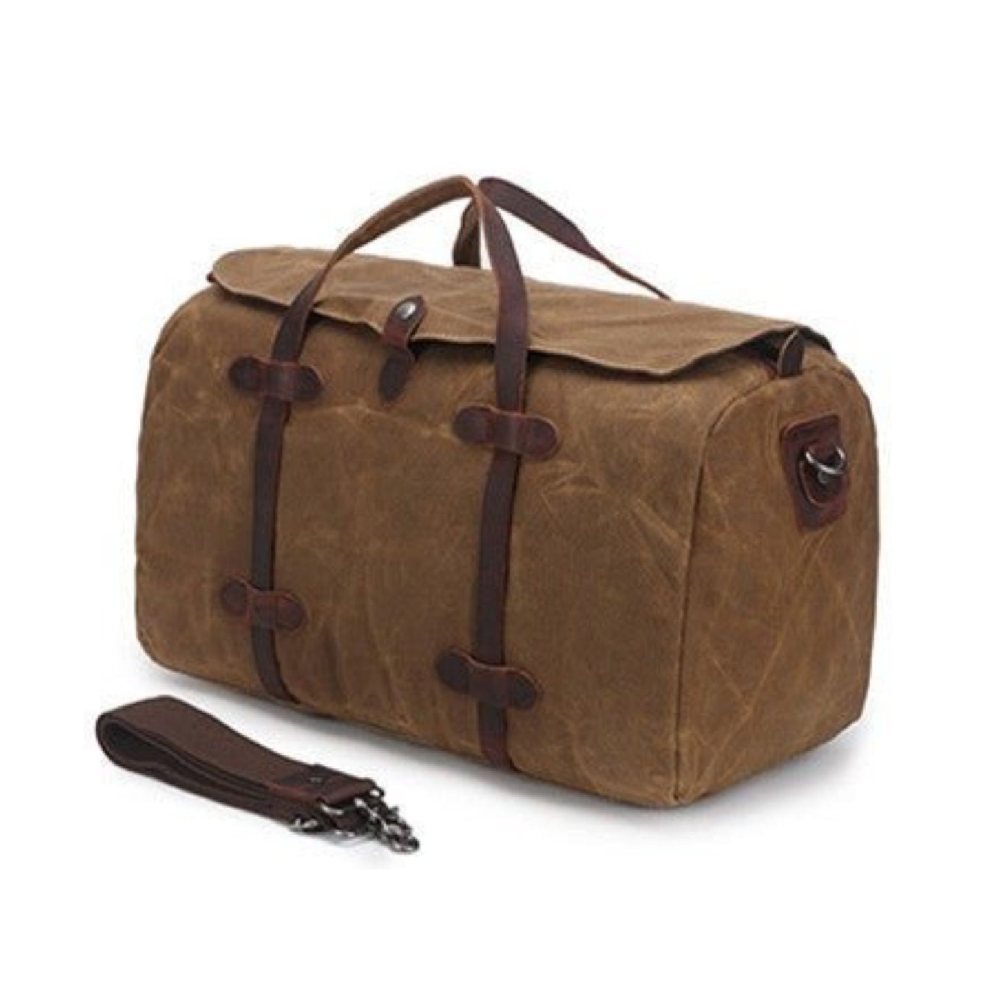 Waxed Canvas Duffle Travel Bag - Blue Sebe Handmade Leather Bags