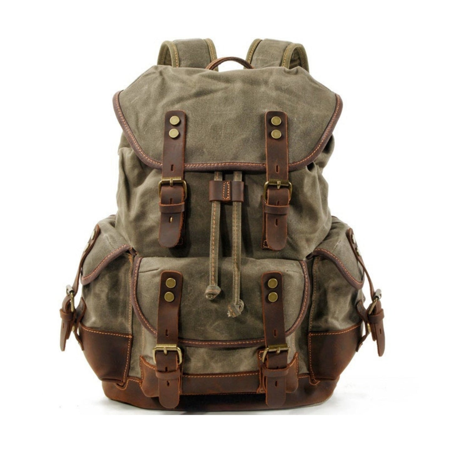 Waxed Canvas Hiking Backpack - Blue Sebe Handmade Leather Bags