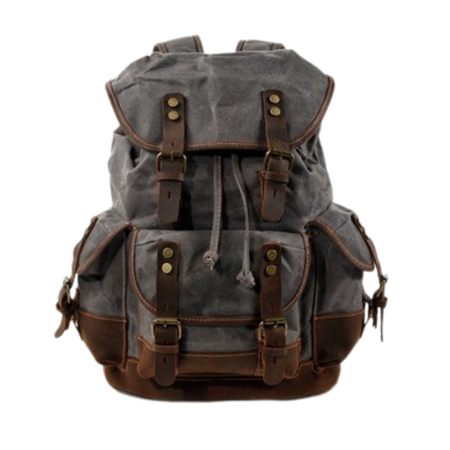 Waxed Canvas Hiking Backpack - Blue Sebe Handmade Leather Bags