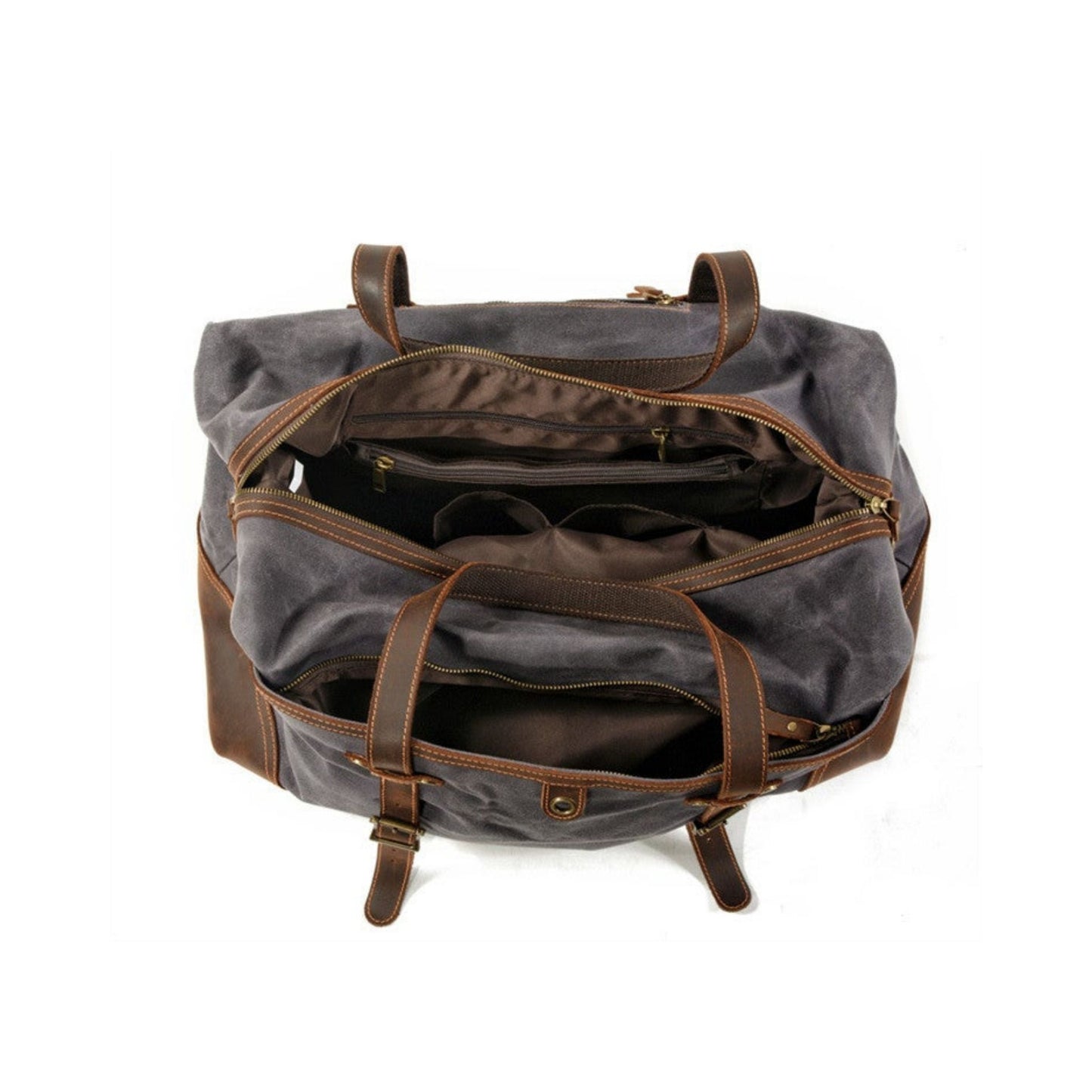 Waxed Canvas Holdall Duffel Bag - Blue Sebe Handmade Leather Bags
