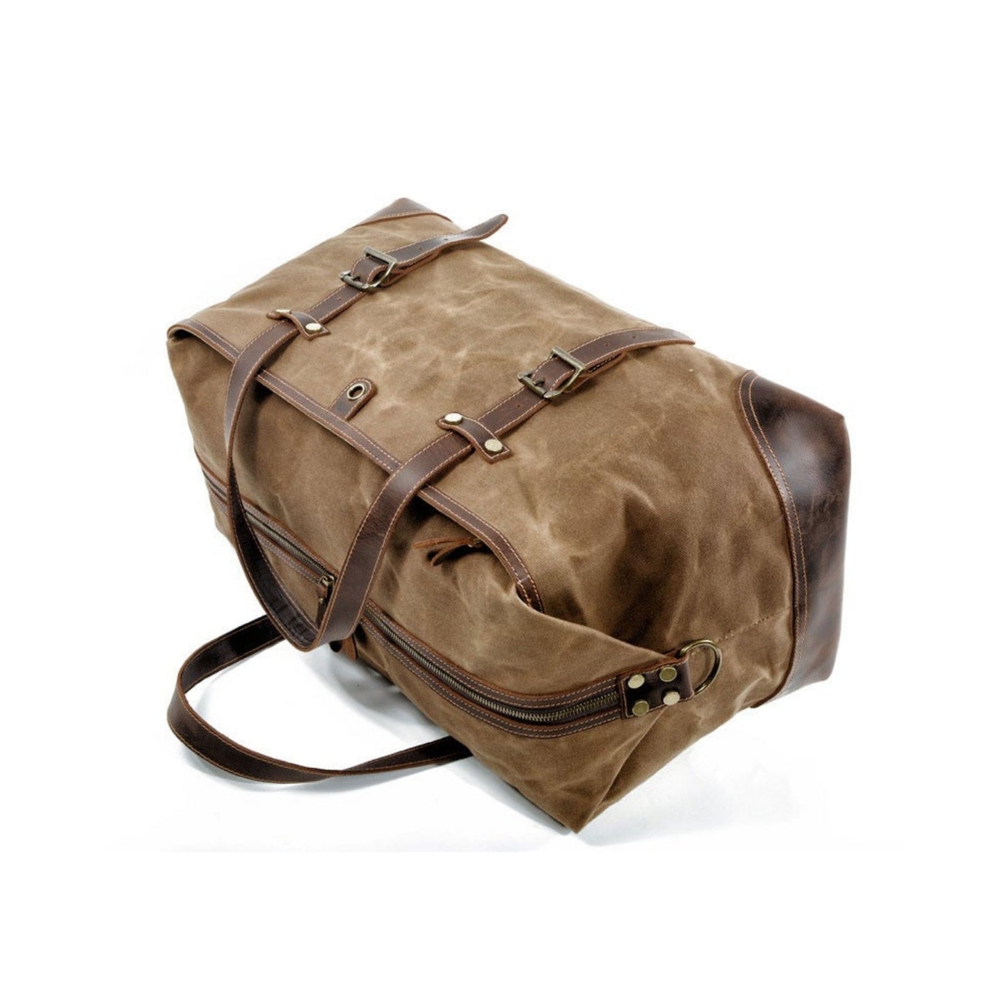 Waxed Canvas Holdall Duffel Bag - Blue Sebe Handmade Leather Bags