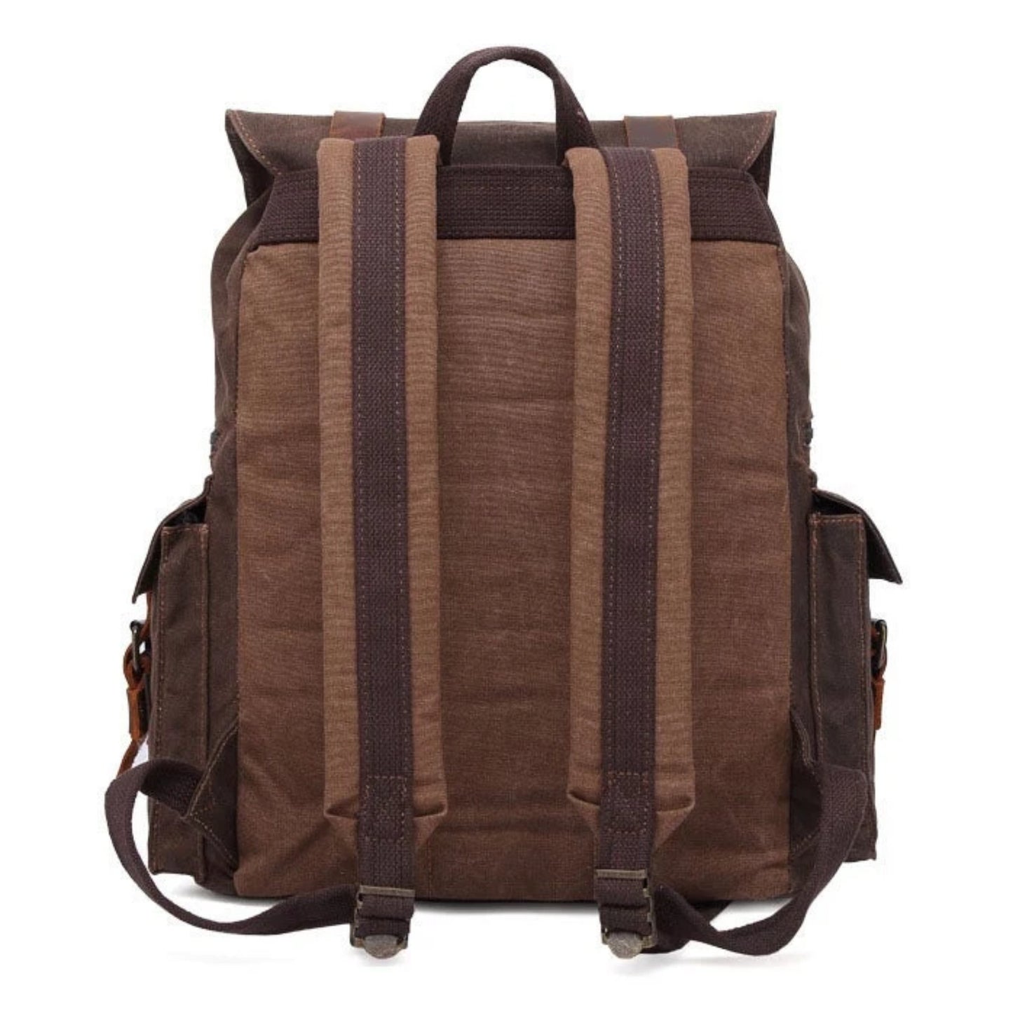 Waterproof Waxed Canvas With Leather Strap Backpack - Blue Sebe Handmade Leather Bags