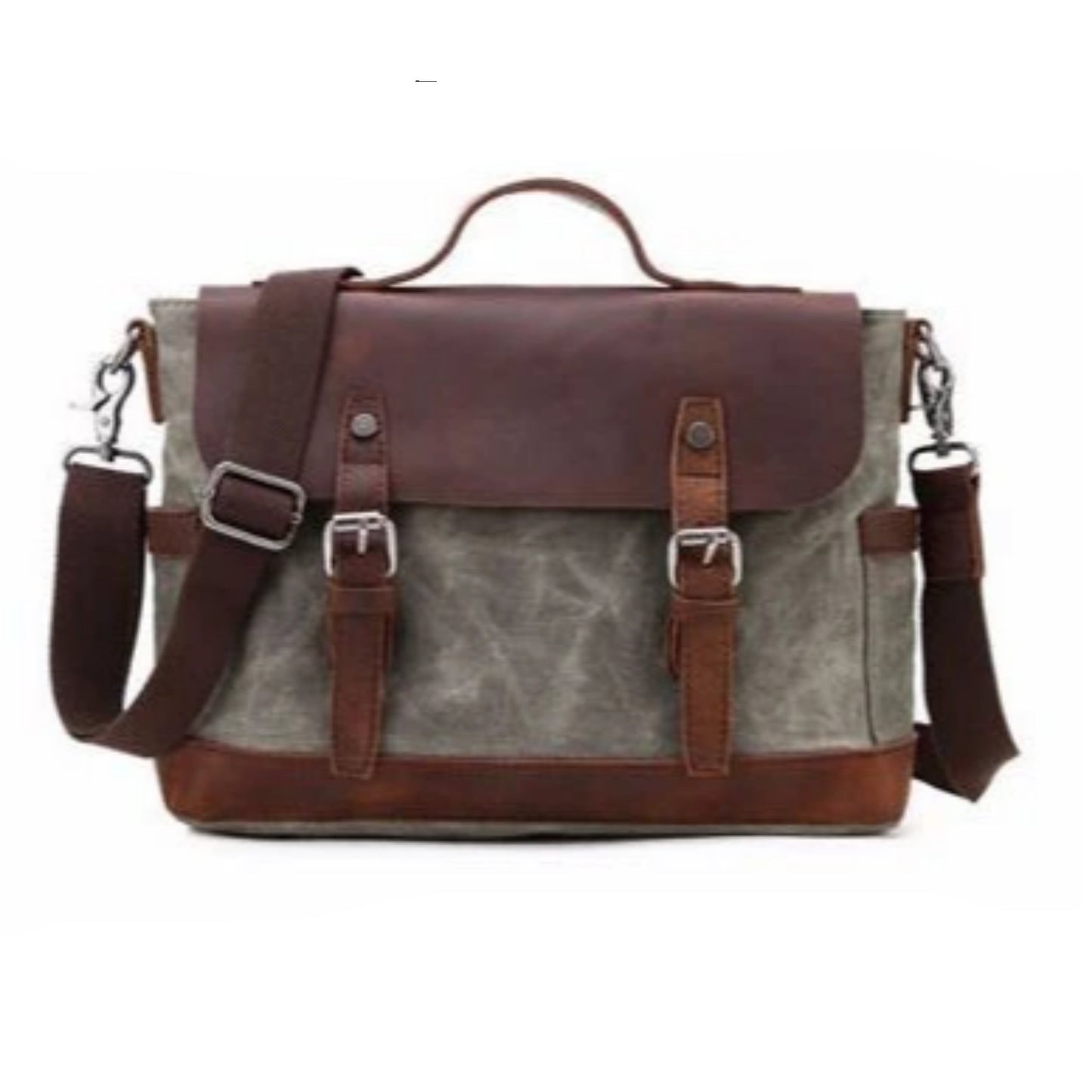 Waterproof Waxed Canvas Leather Messenger Bag - Blue Sebe Handmade Leather Bags
