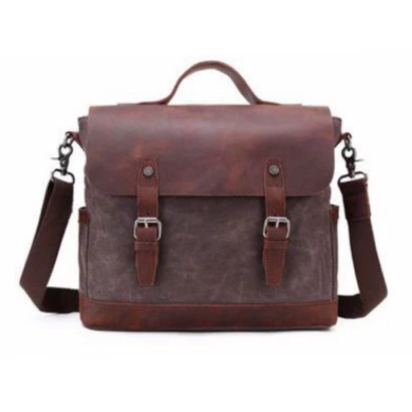 Waterproof Waxed Canvas Leather Messenger Bag - Blue Sebe Handmade Leather Bags