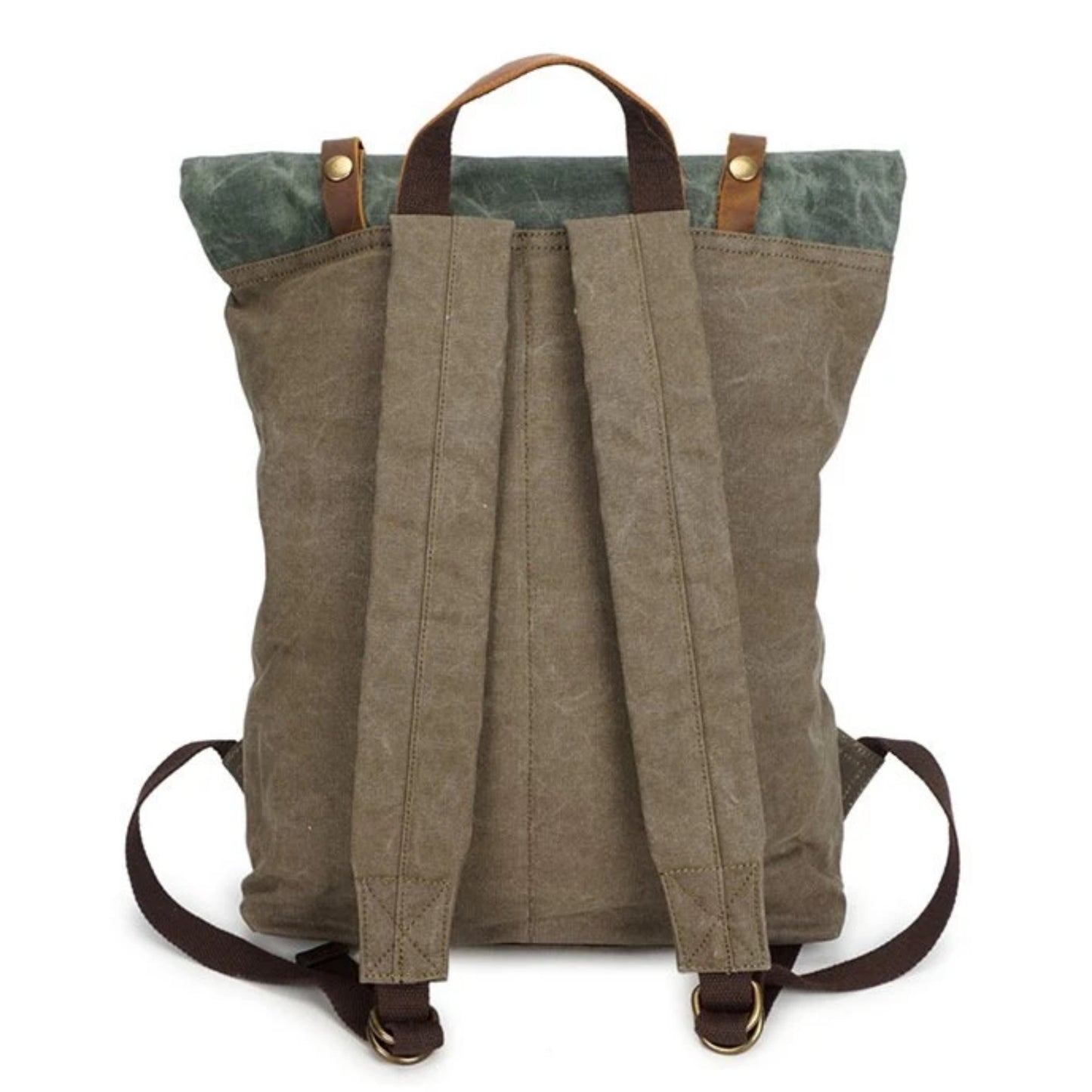 Waxed Canvas With Leather Unisex Hiking School Backpack - Blue Sebe Handmade Leather Bags