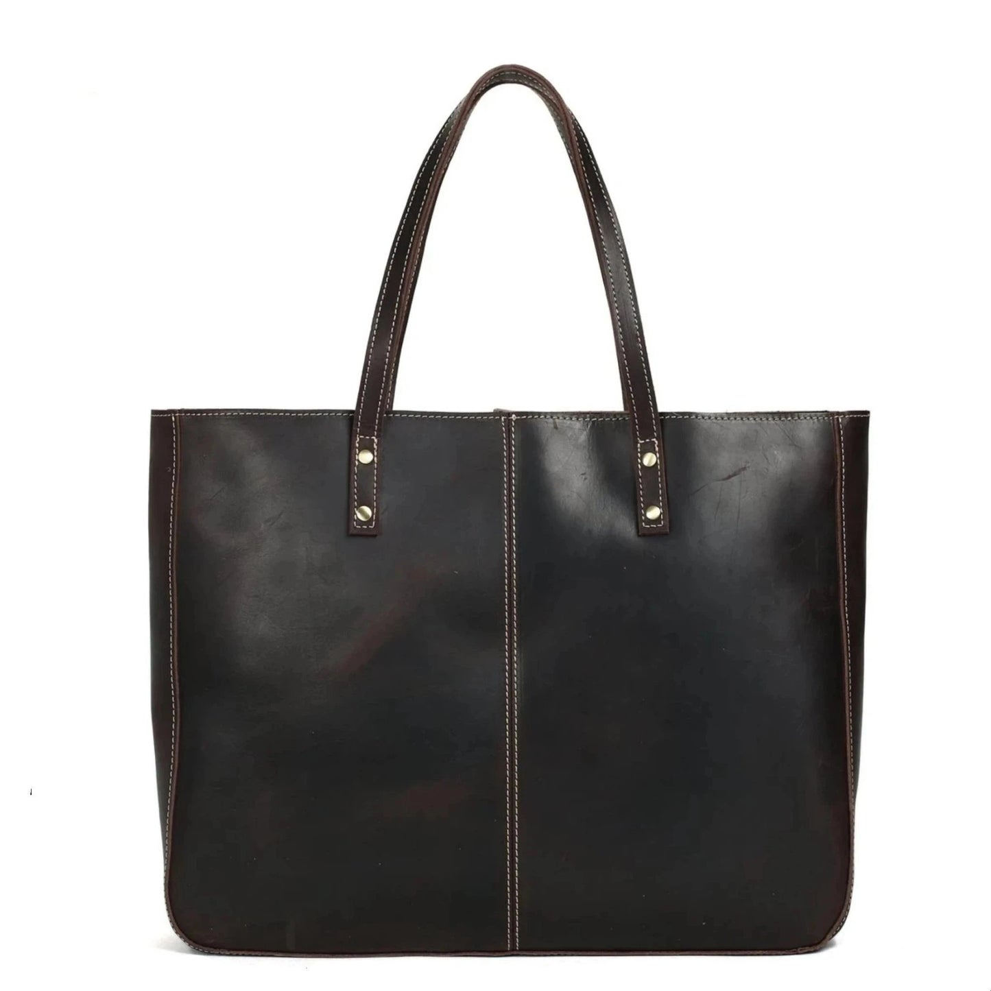 Handmade Full Grain Leather Tote Handbag - Simple 2 - Blue Sebe Handmade Leather Bags