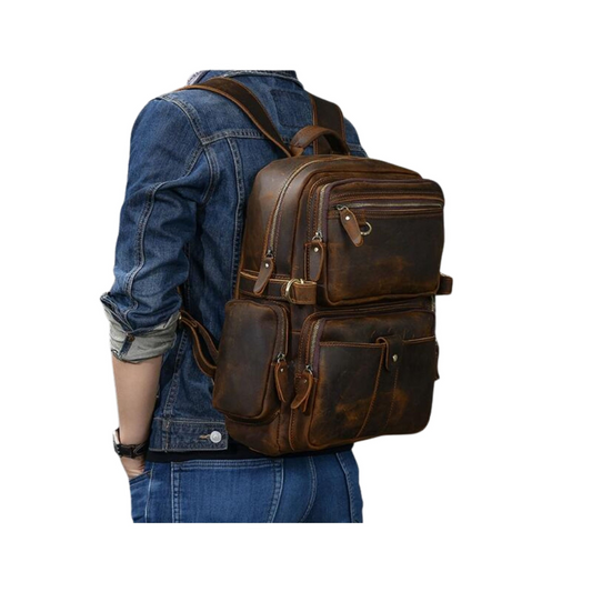 Crazy Horse Leather Backpack Laptop Backpack Travel Backpack