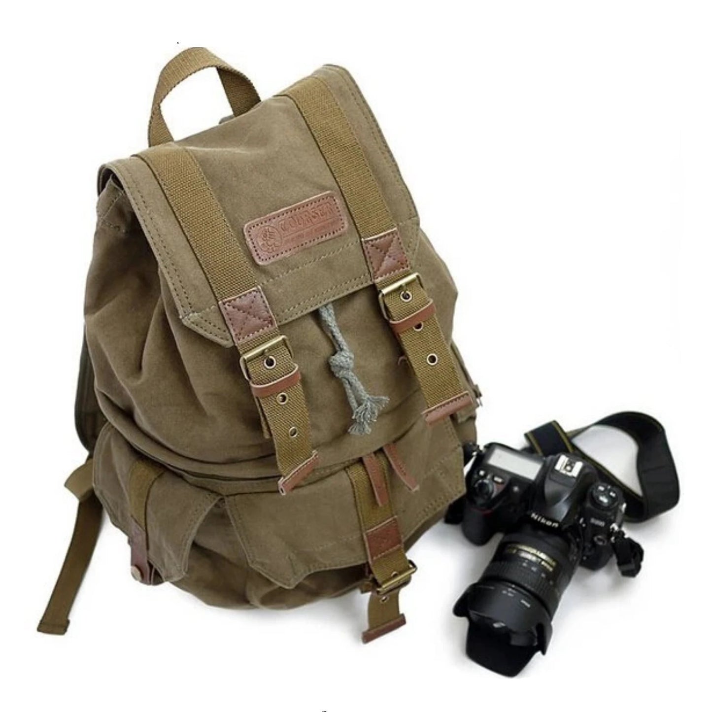 Waxed Canvas DSLR Camera Travel Backpack