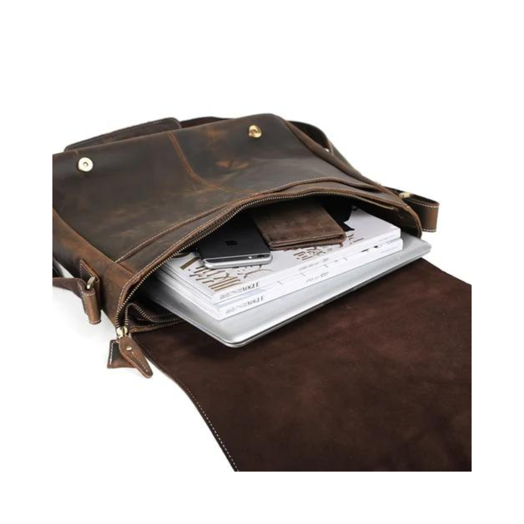 Genuine Leather Men Cross Body Messenger Bag, Laptop Bag, Satchel. Free Shipping